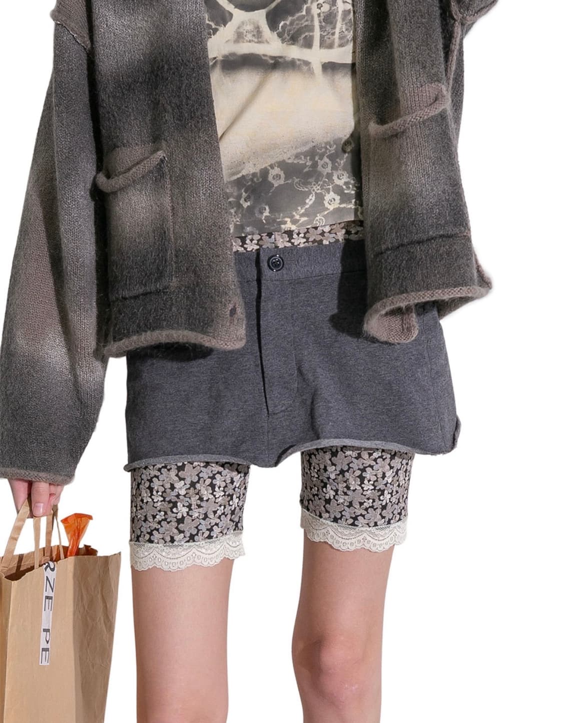 perverze 우먼 레이스 트림 쇼츠 화이트 상품이미지1