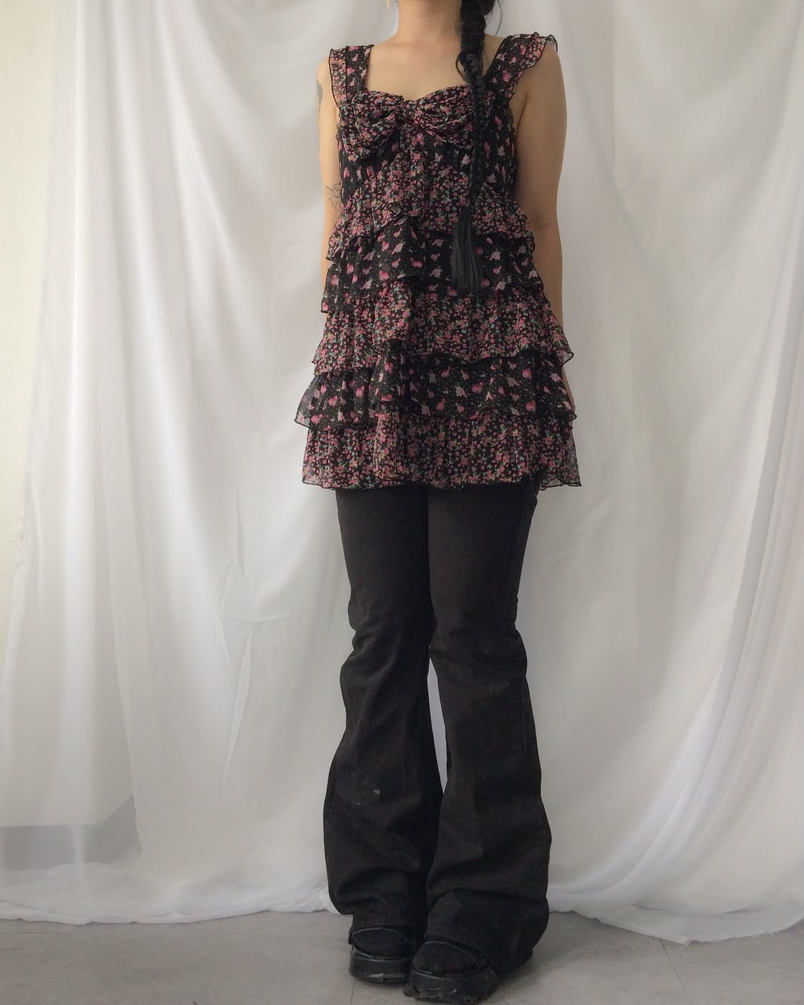Ribbon point flower pattern layer sleeve 상품이미지7