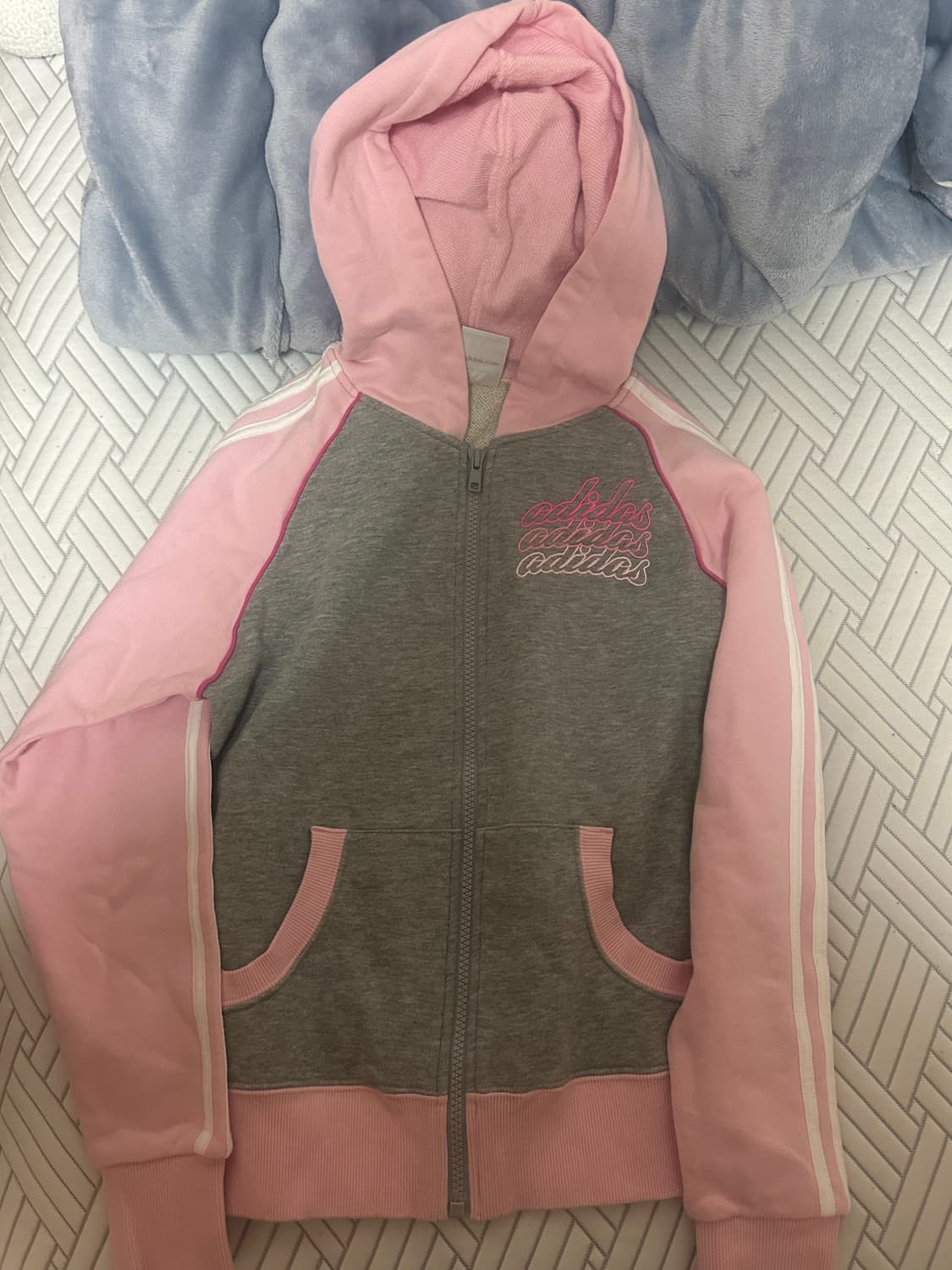 아디다스 회색연핑크 후드집업 빈티지 유일매물 상품이미지2