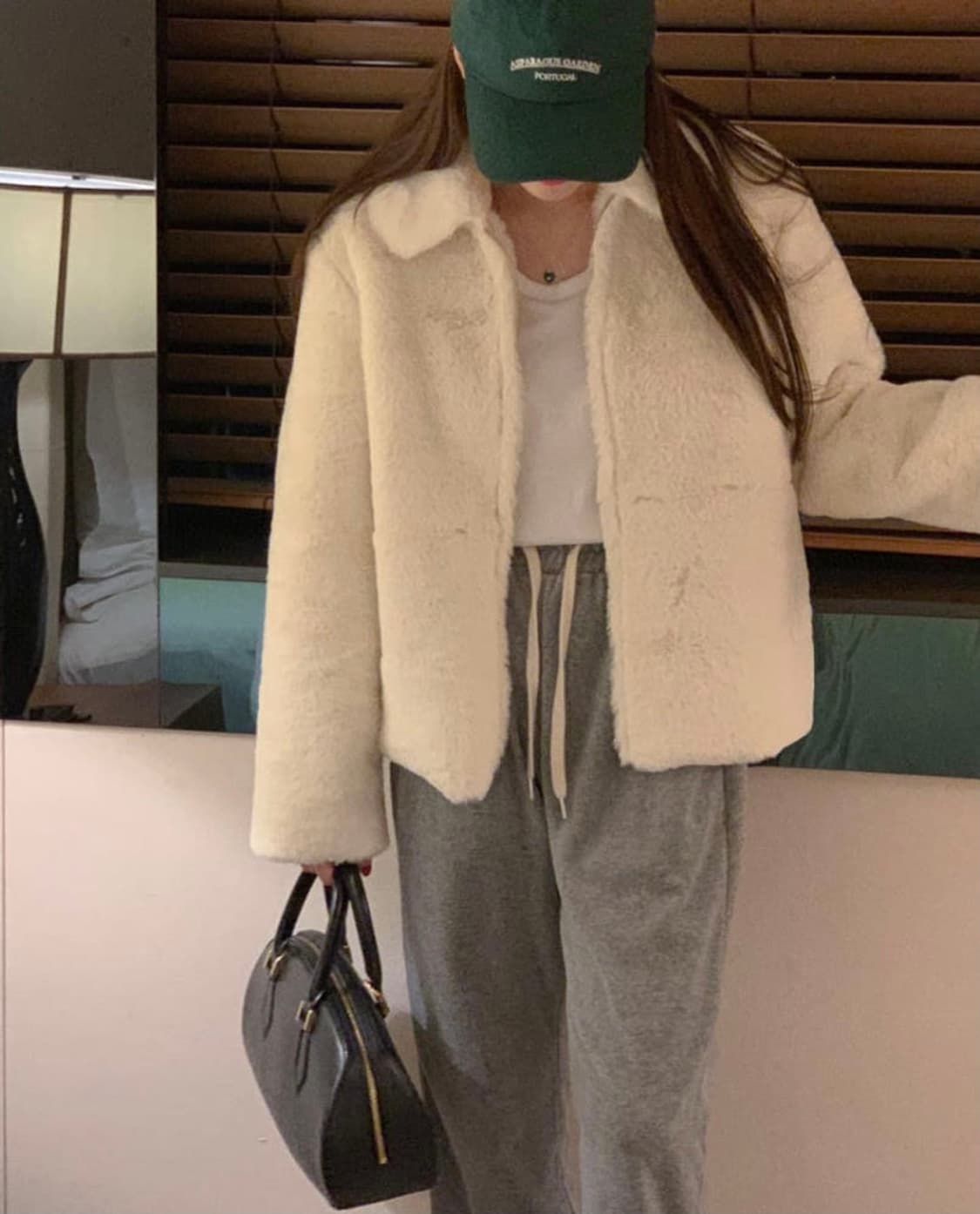 Mielle 미엘르 아이보리 무스탕 퍼자켓 상품이미지1