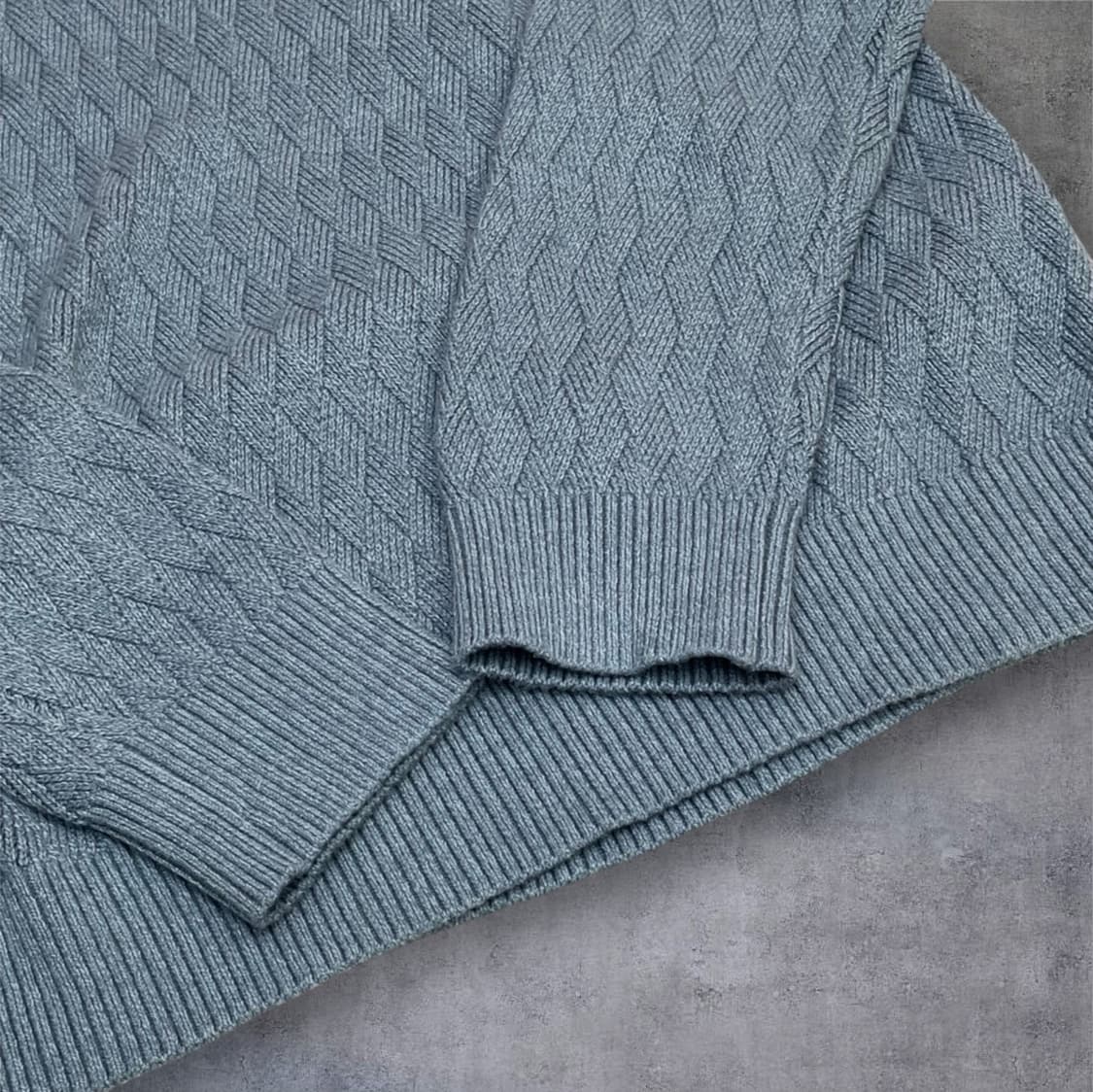 홀리스터 Hollister 스카이블루 헤링본 패턴 라운드넥 니트 XL 상품이미지4