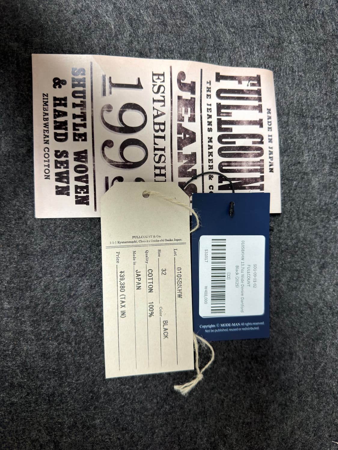 풀카운트 다트포드 0105블랙 32사이즈 판매합니다 상품이미지5