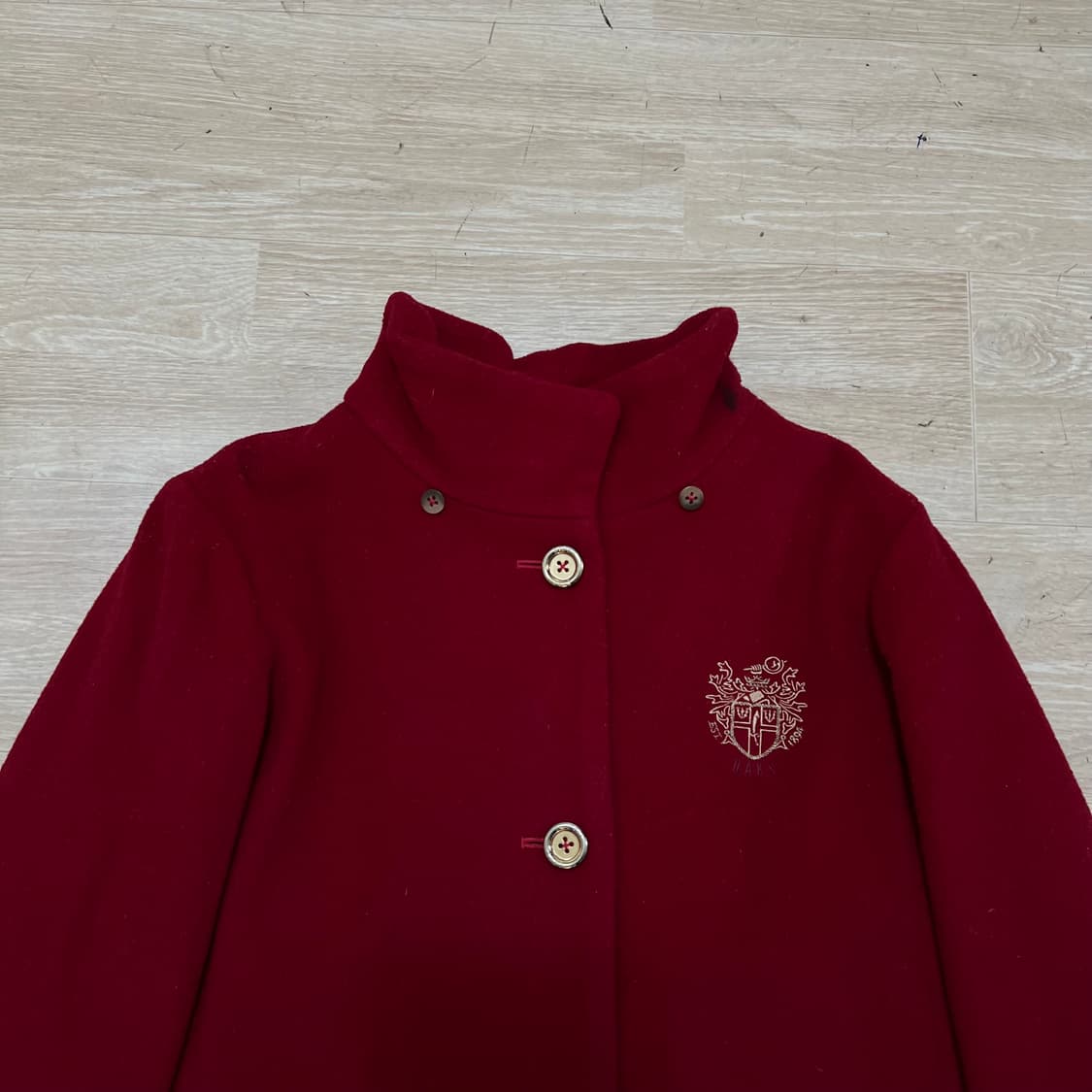 닥스 키즈 체크 배색 모직 코트 자켓 [와인] 165(15세) 상품이미지2