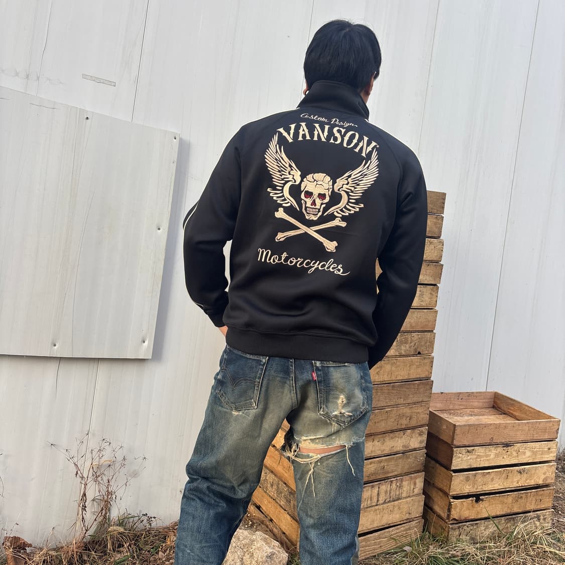밴슨 본즈 스컬 자수 바이커 트랙탑 저지 상품이미지2