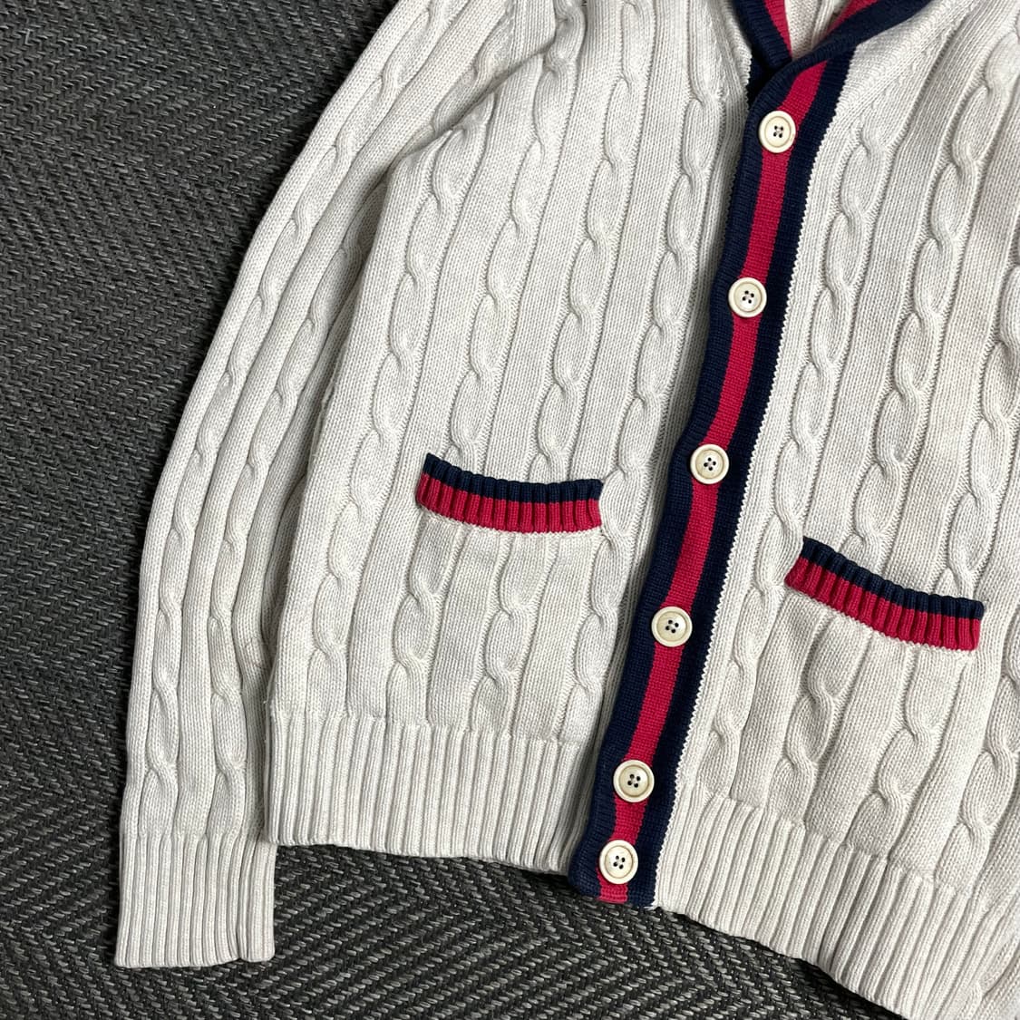 타미힐피거 립 케이블 숄넥 버튼 가디건y 4807 상품이미지4