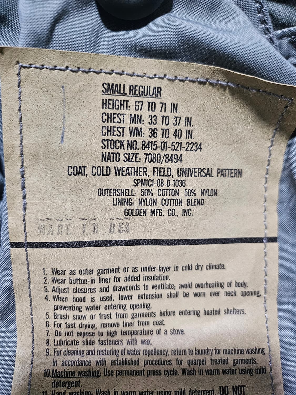 미군오리지날 ACU M65 필드자켓 신품 상품이미지3