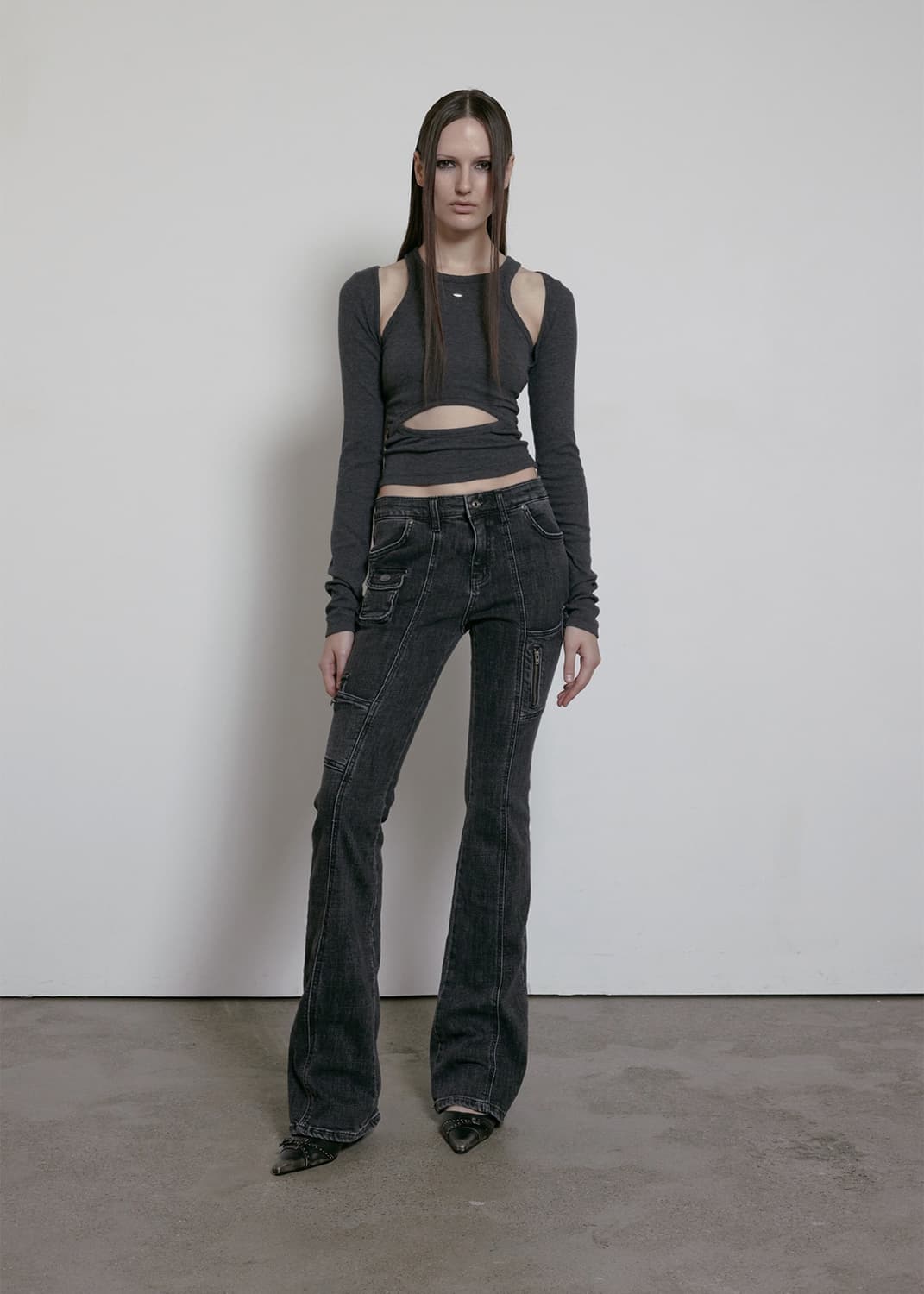 보헤미안서울 사이드 포켓 부츠컷 바지 그레이 상품이미지3