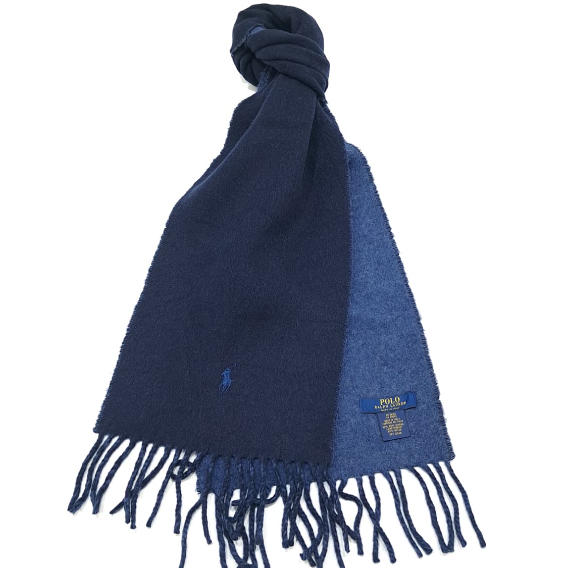 MX350 폴로 랄프로렌 다크네이비 로얄블루 양면 버진울 목도리 머플러 상품이미지2