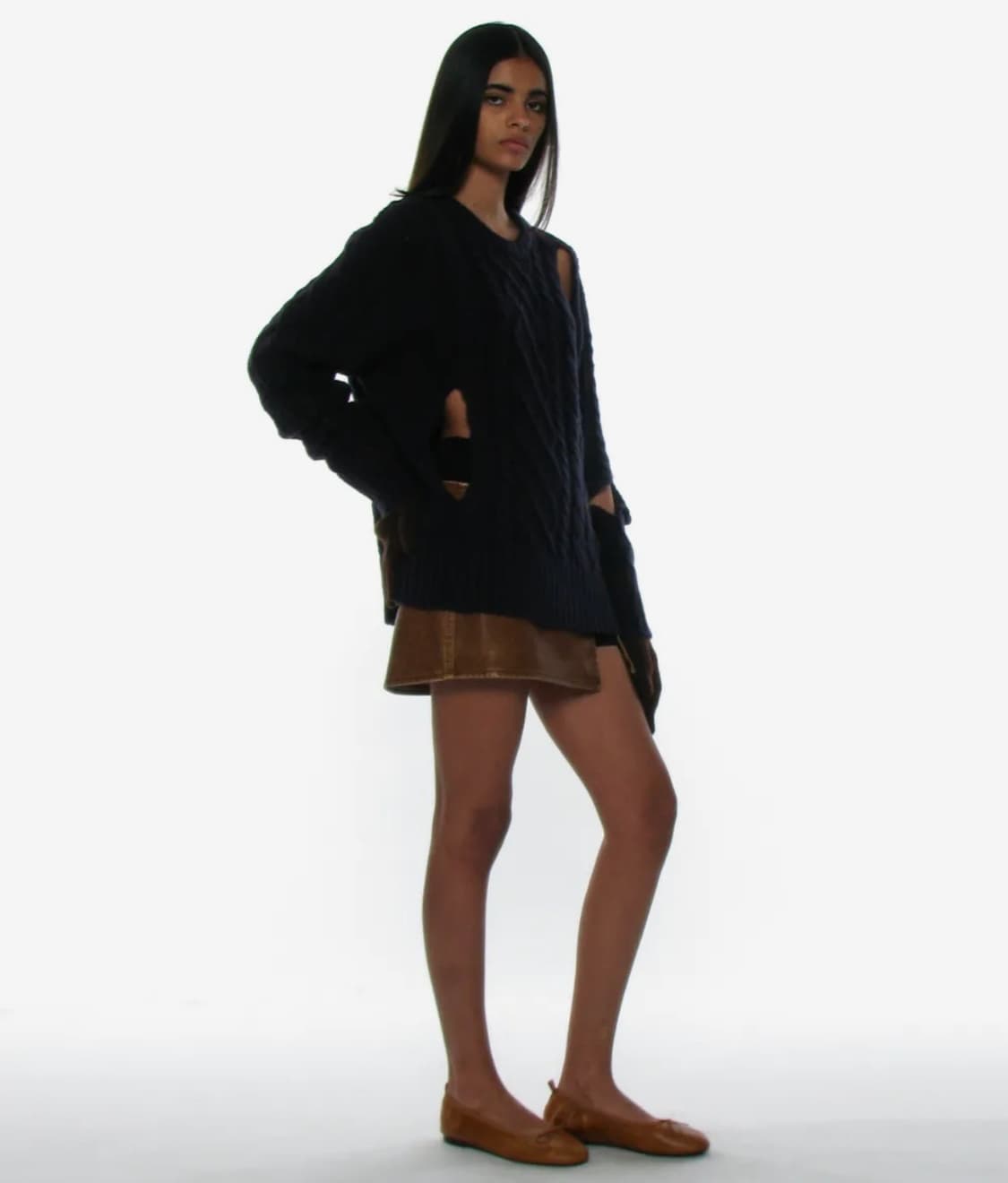 파르티멘토 우먼 헤비 컷아웃 케이블 니트  상품이미지3