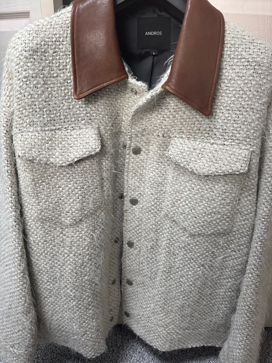 앤드로스(Leather Trimming Cardigan) (Ivory) 상품이미지1