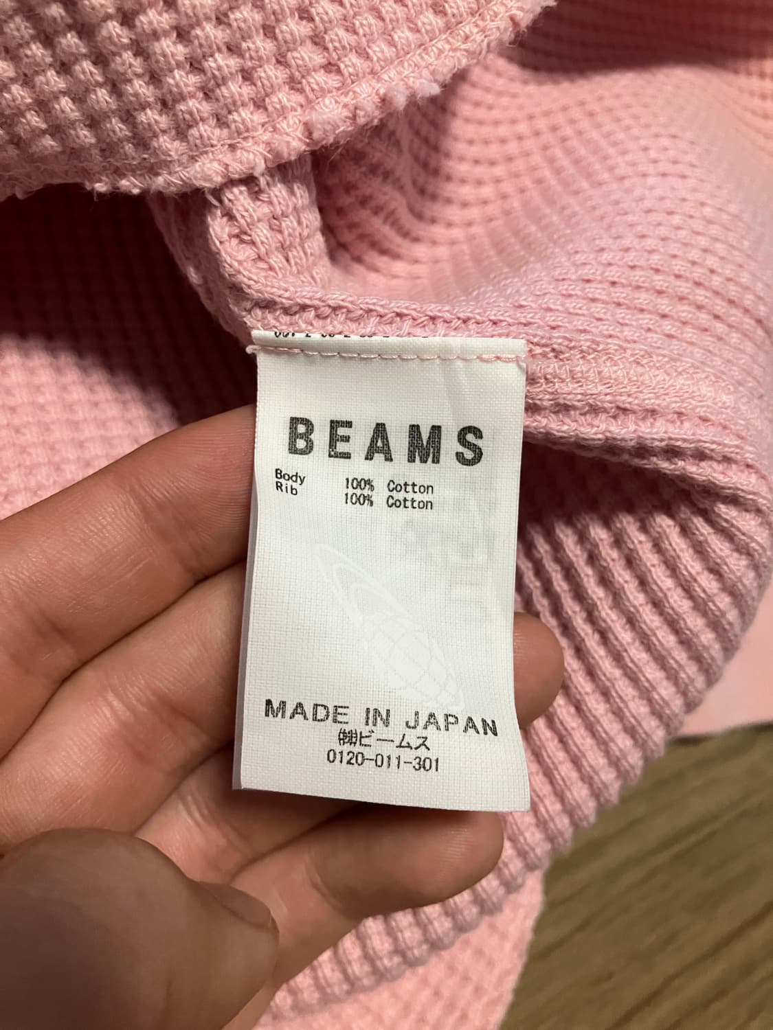 L) 빔즈 와플 롱슬리브 핑크 made in japan 상품이미지3