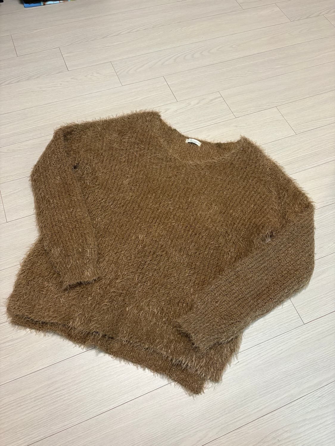 빈티지 카멜 헤어리 니트 스웨터 55사이즈 상품이미지1