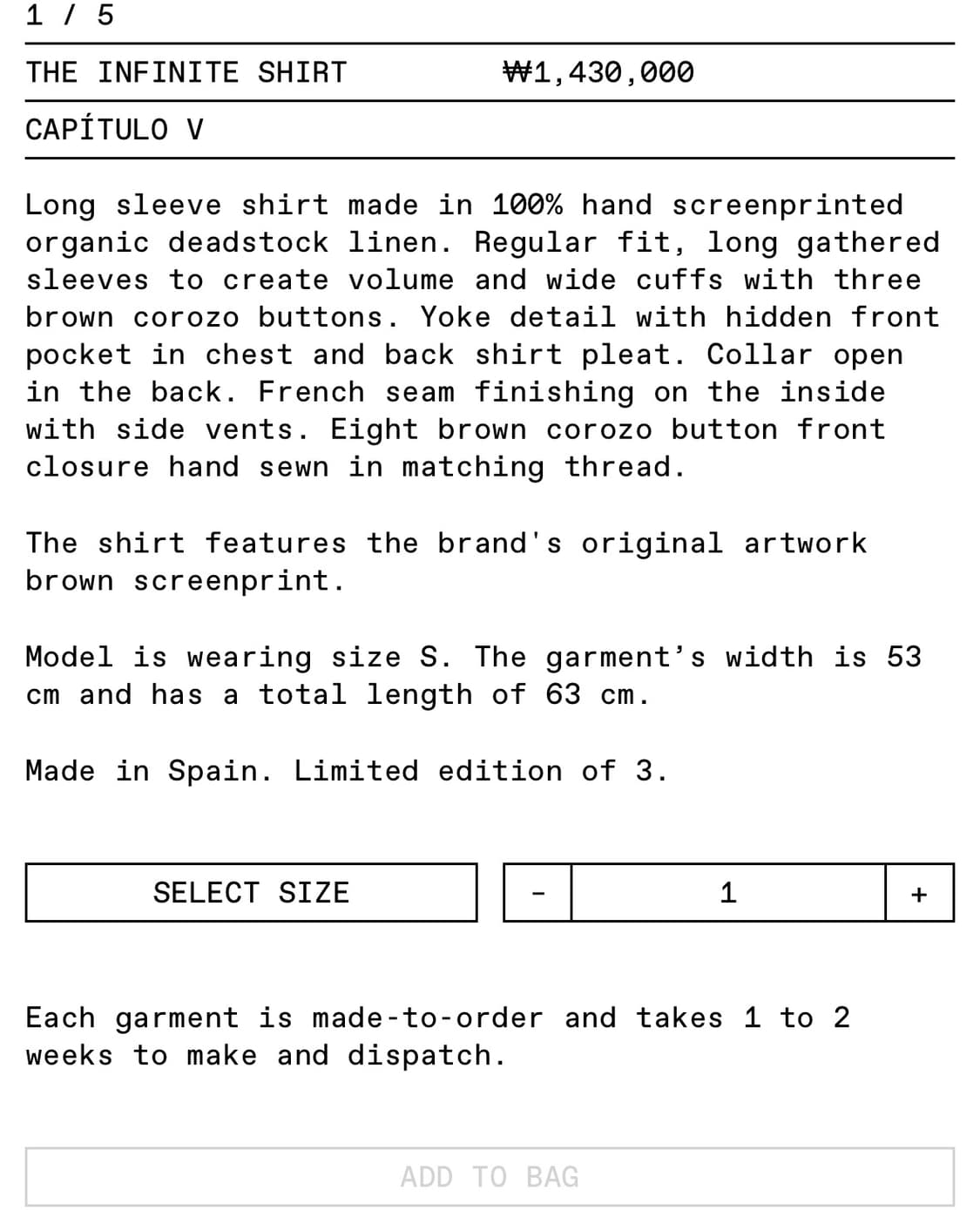 Tiscar espdas 핸드프린팅 린넨 셔츠 아티잔 상품이미지6