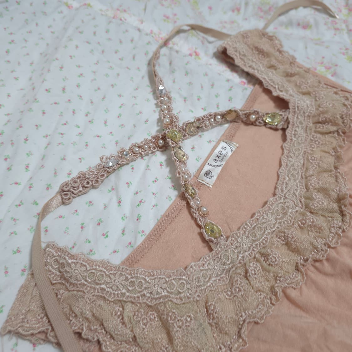 빈티지 엑시즈팜 레이스 큐빅 슬리브리스 나시  페어리 모리 상품이미지4