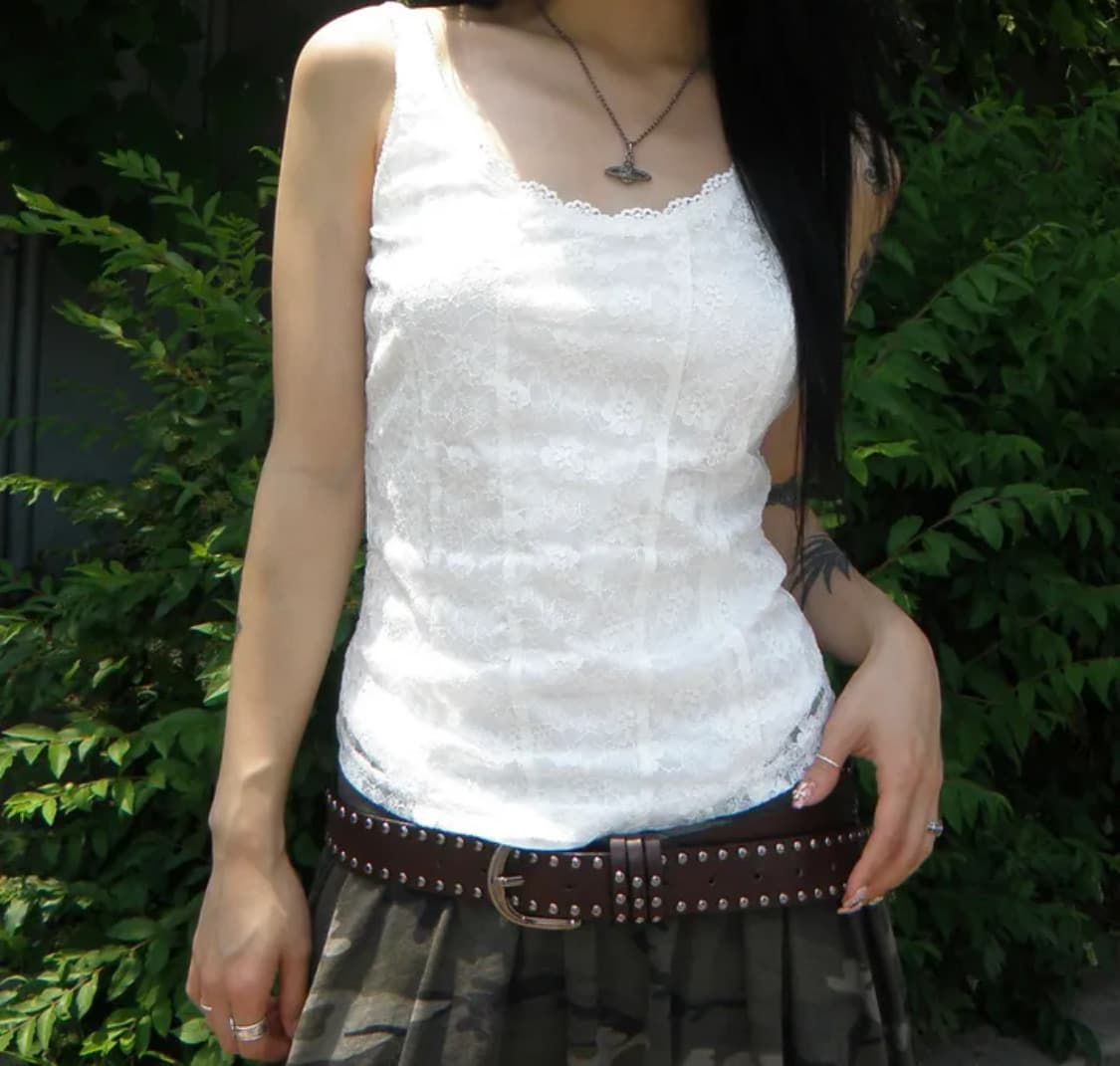 빈티지 플라워 레이어드 레이스 코르셋 슬리브리스 상품이미지2