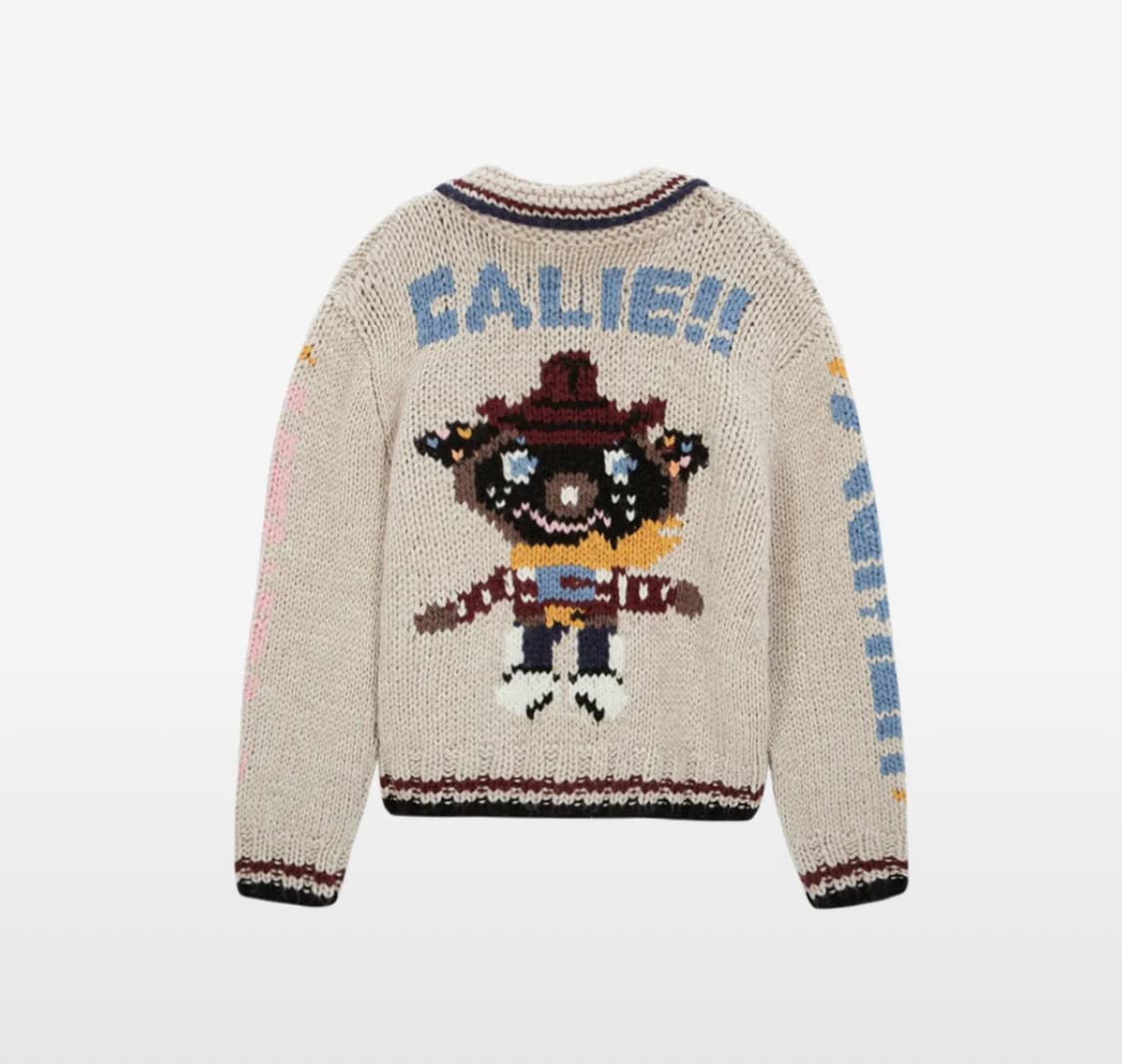 애즈이프캘리 COWGIRL TEDDY ZIPUP KNIT IVORY 상품이미지3