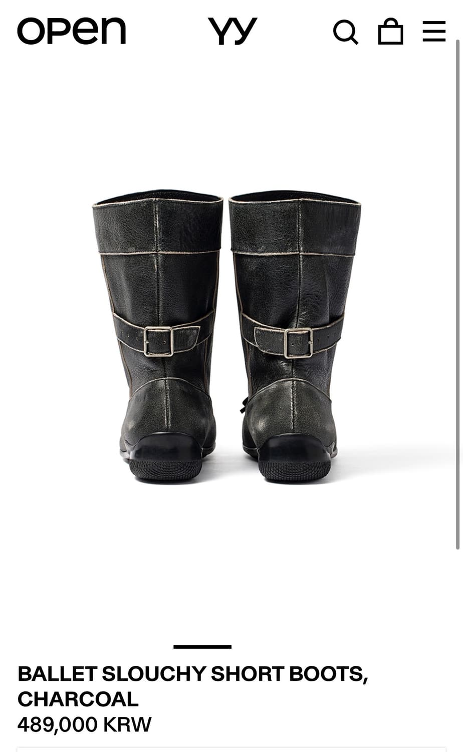 오픈와이와이 BALLET SLOUCHY SHORT BOOTS차콜 상품이미지4