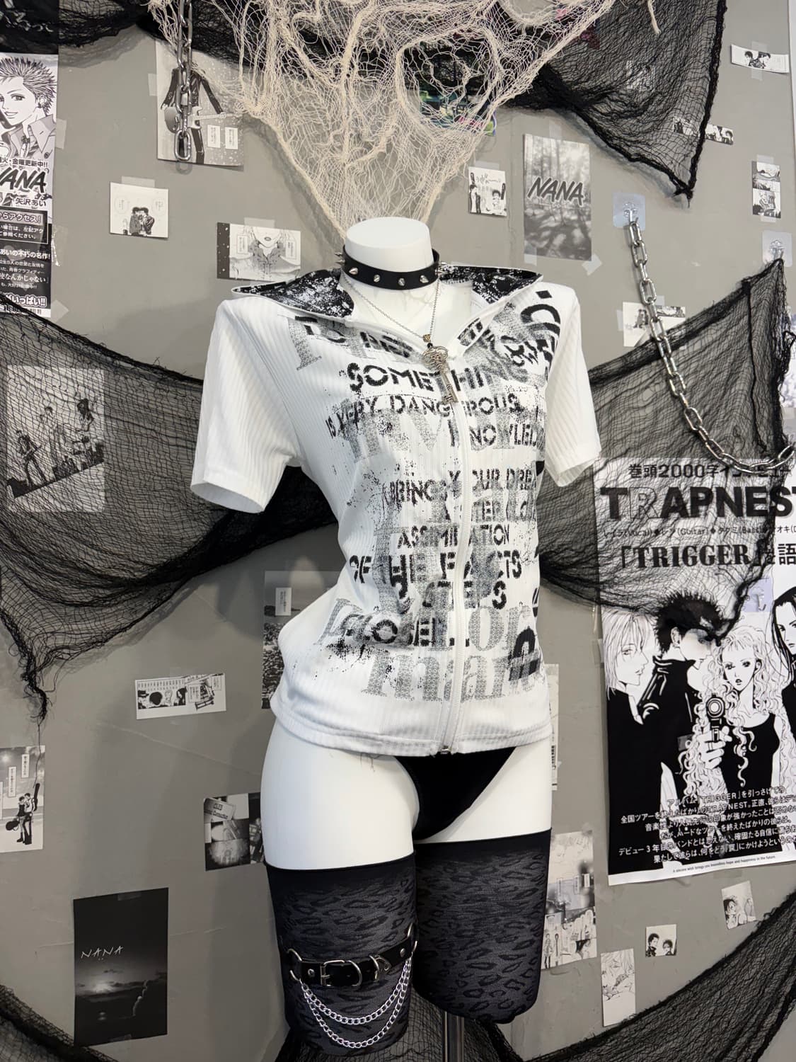 PUNK lettering halfsleeve hood zip up 상품이미지8