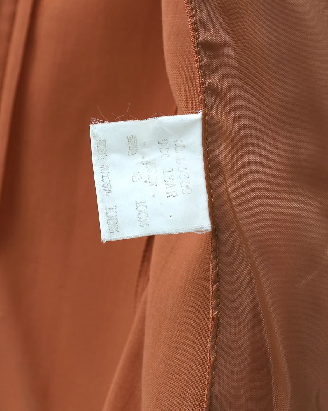 일본 빈티지 써머 울 오렌지 노카라 자켓 미디 스커트 세트 셋업 상품이미지8