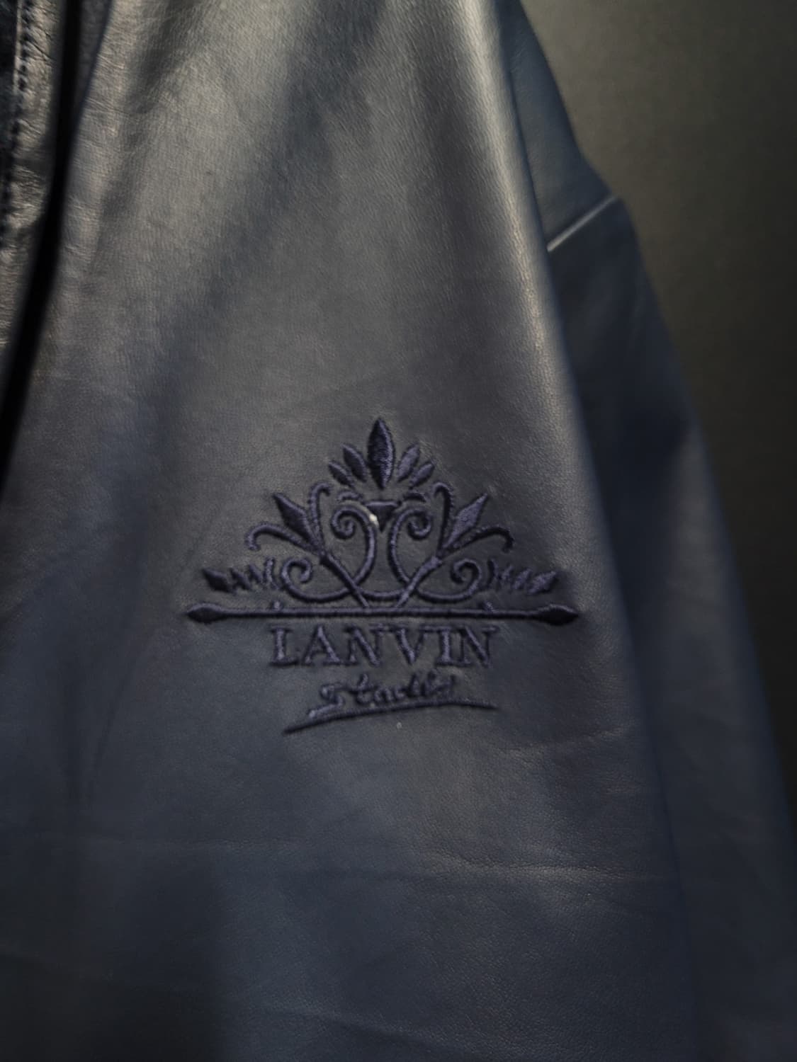 LANVIN STUDIO 80s 아카이브 빈티지 숄카라 블루종 레더 자켓 상품이미지3