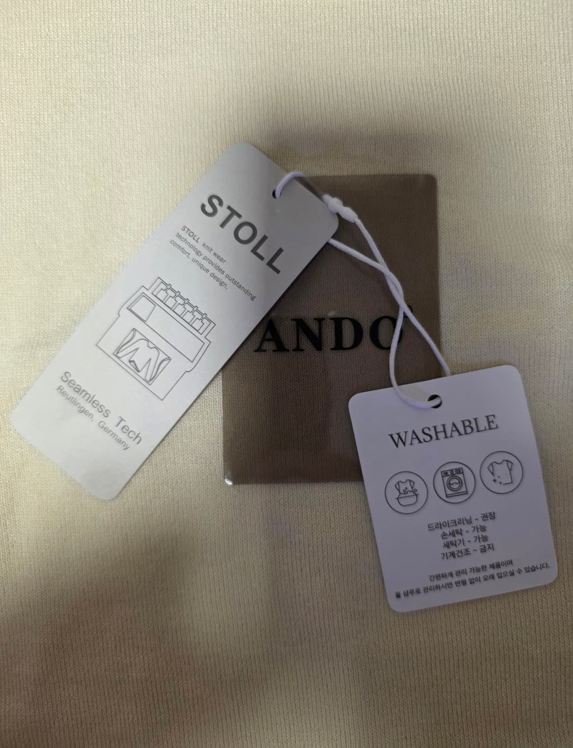 (새상품)ANDO 남자니트 여름니트 반팔 Ivory Beige 105 상품이미지5