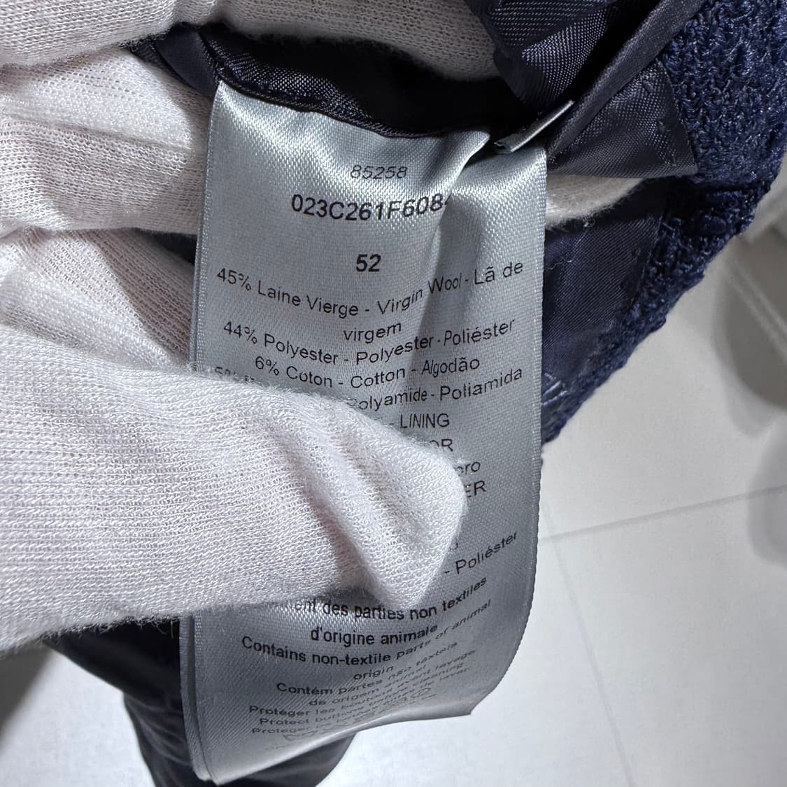 52 / 디올 블루 울 코튼 블렌드 더블 브레스티드 자켓 상품이미지6