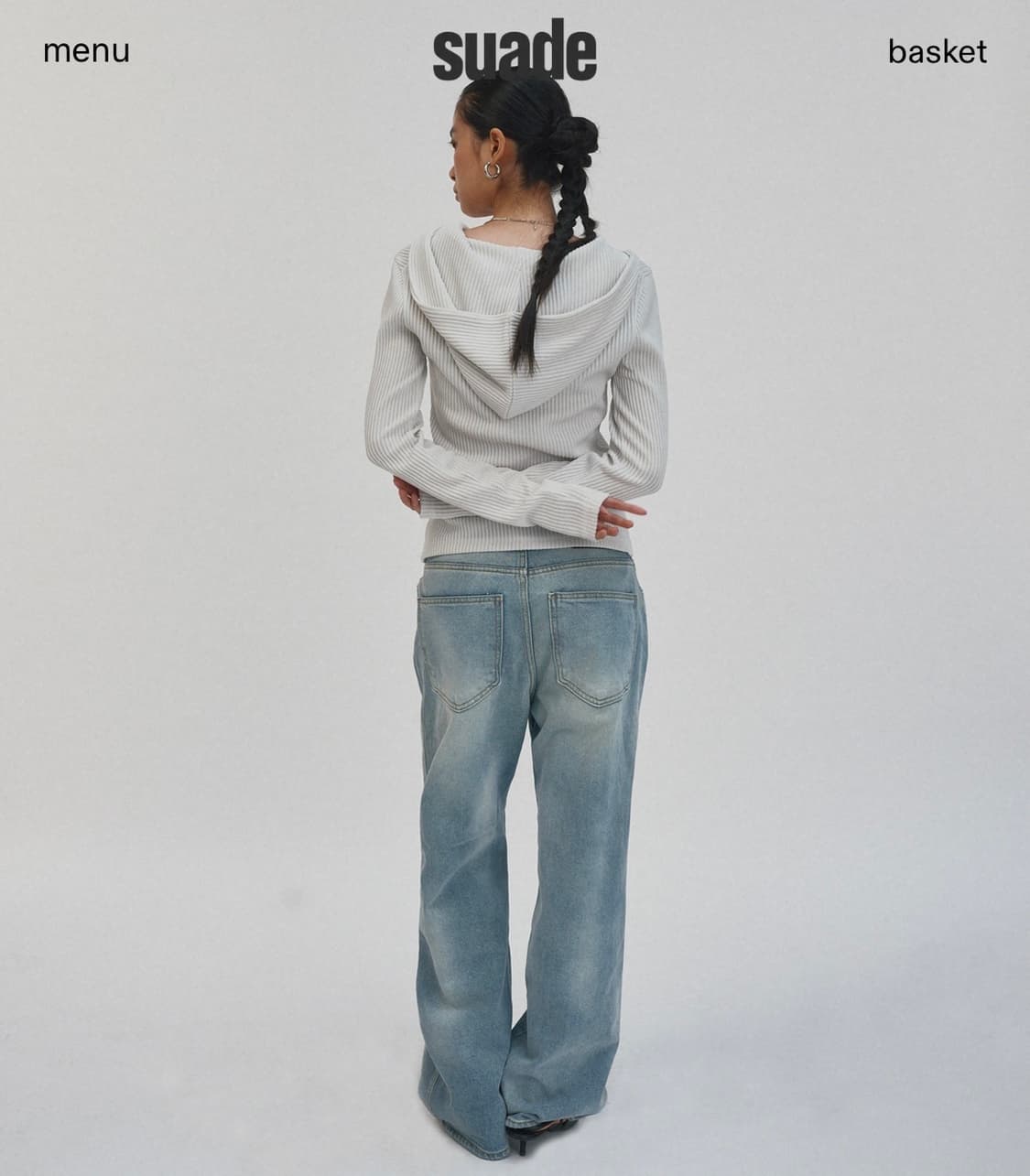 새상품) 스웨이드 HOODED RIB ZIP UP [LIGHT GRAY] 상품이미지5