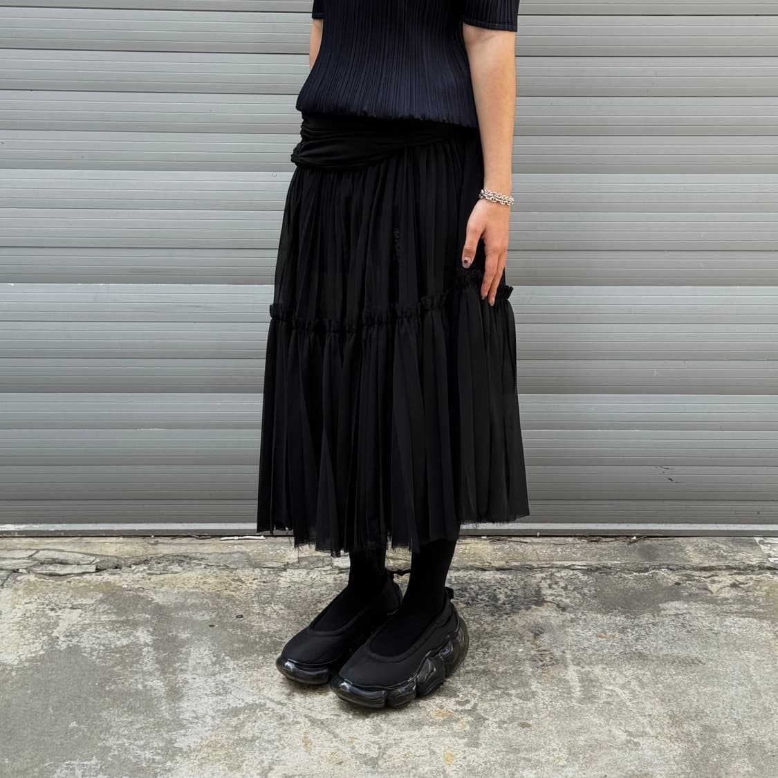 Pleated Black Sheer Skirt 상품이미지10