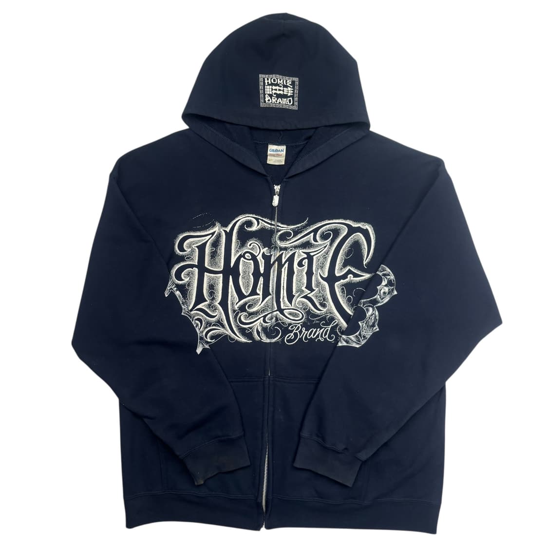 길단 빈티지 치카노 프린팅 네이비 후드집업 XL 상품이미지1