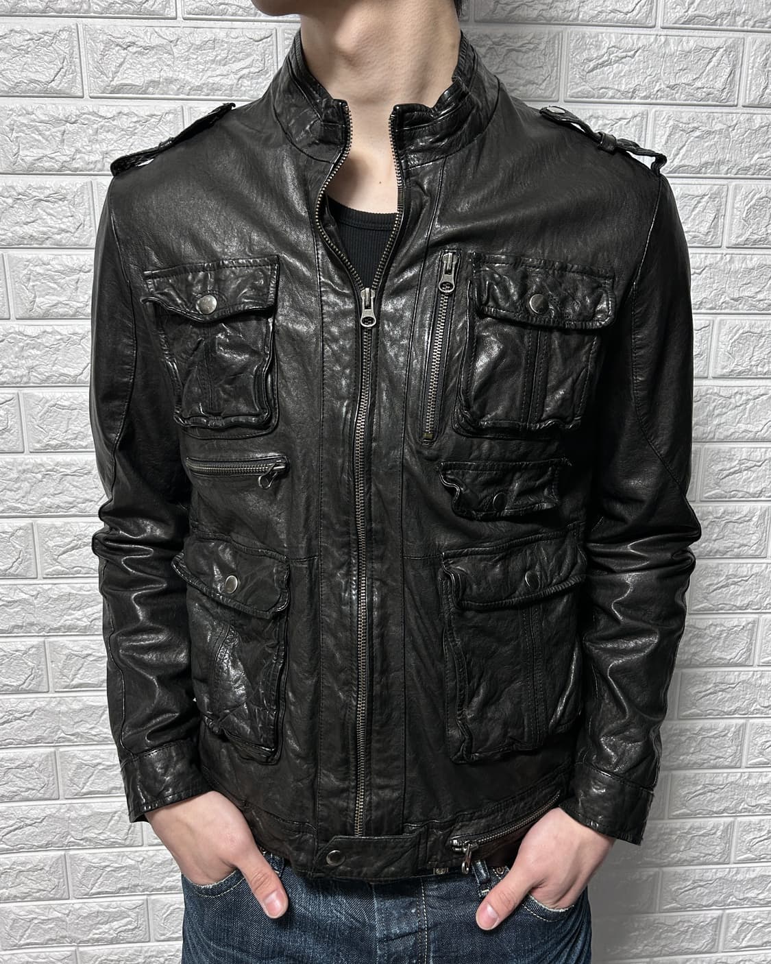 멀티 포켓 이탈리안 레더 자켓 상품이미지3