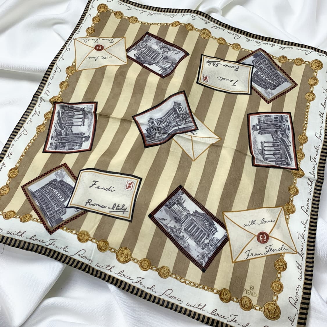 [정품] Fendi 펜디 편지패턴 빈티지 쁘띠스카프 손수건 상품이미지1