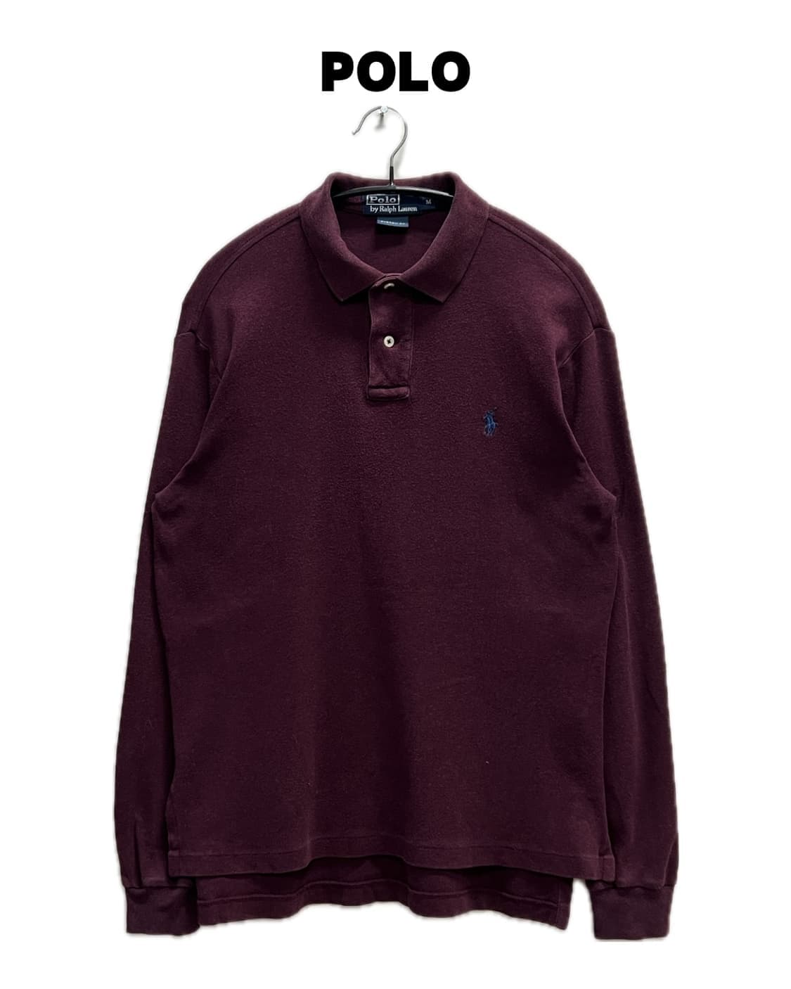 (M) 폴로 랄프로렌 커스텀 핏 긴팔 카라 티 버건디 상품이미지1