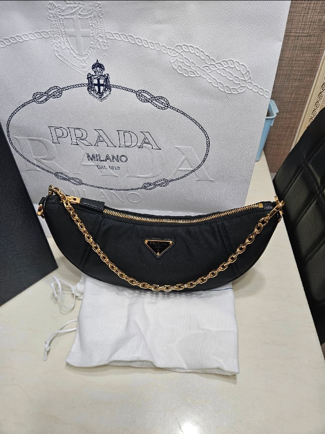 프라다 블랙 체인 숄더백(풀구성) 상품이미지5