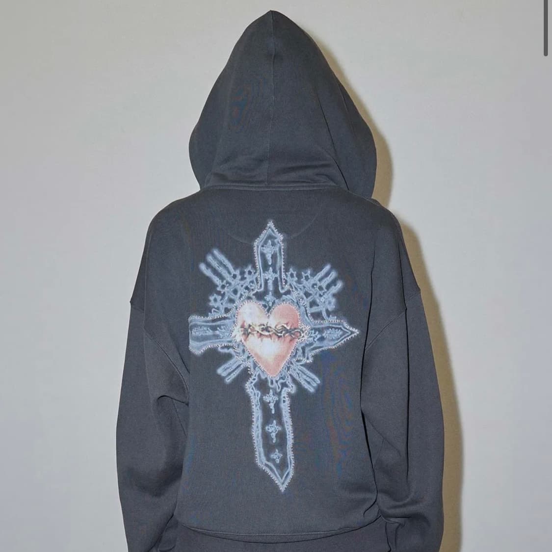 Beaded Saint Hoodie Zip-Up Charcoal 상품이미지1