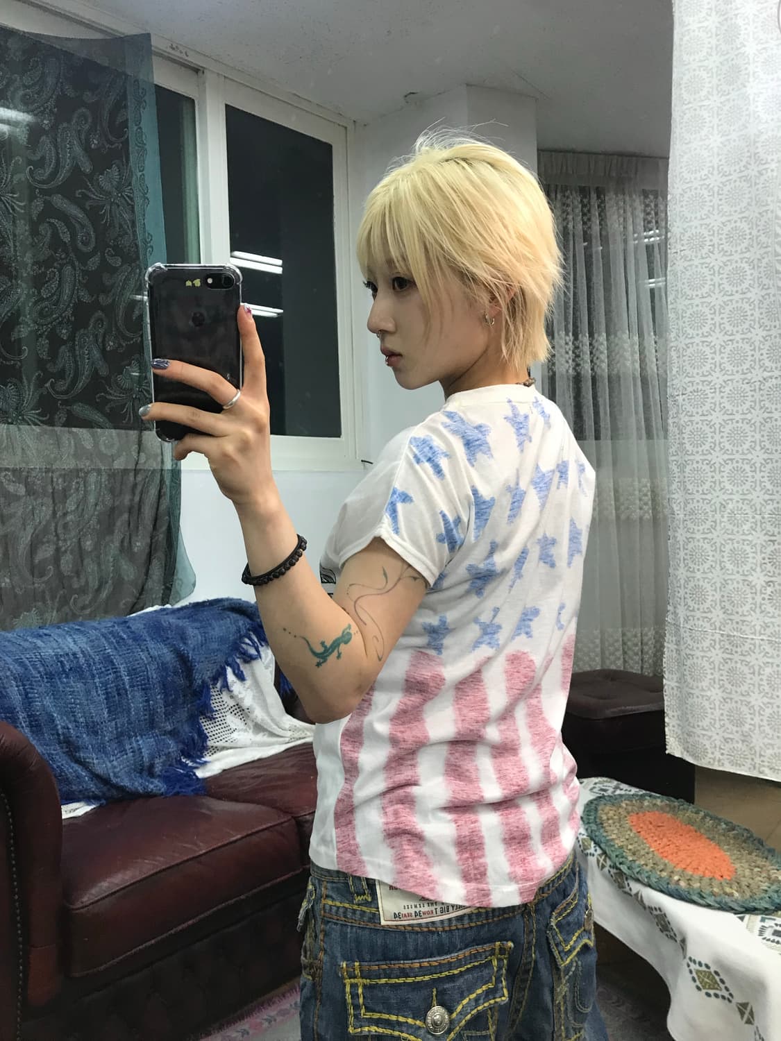 Lovetoxic 제페니즈 빈티지 빅로고 성조기 반팔 티 (Z1169) 상품이미지2