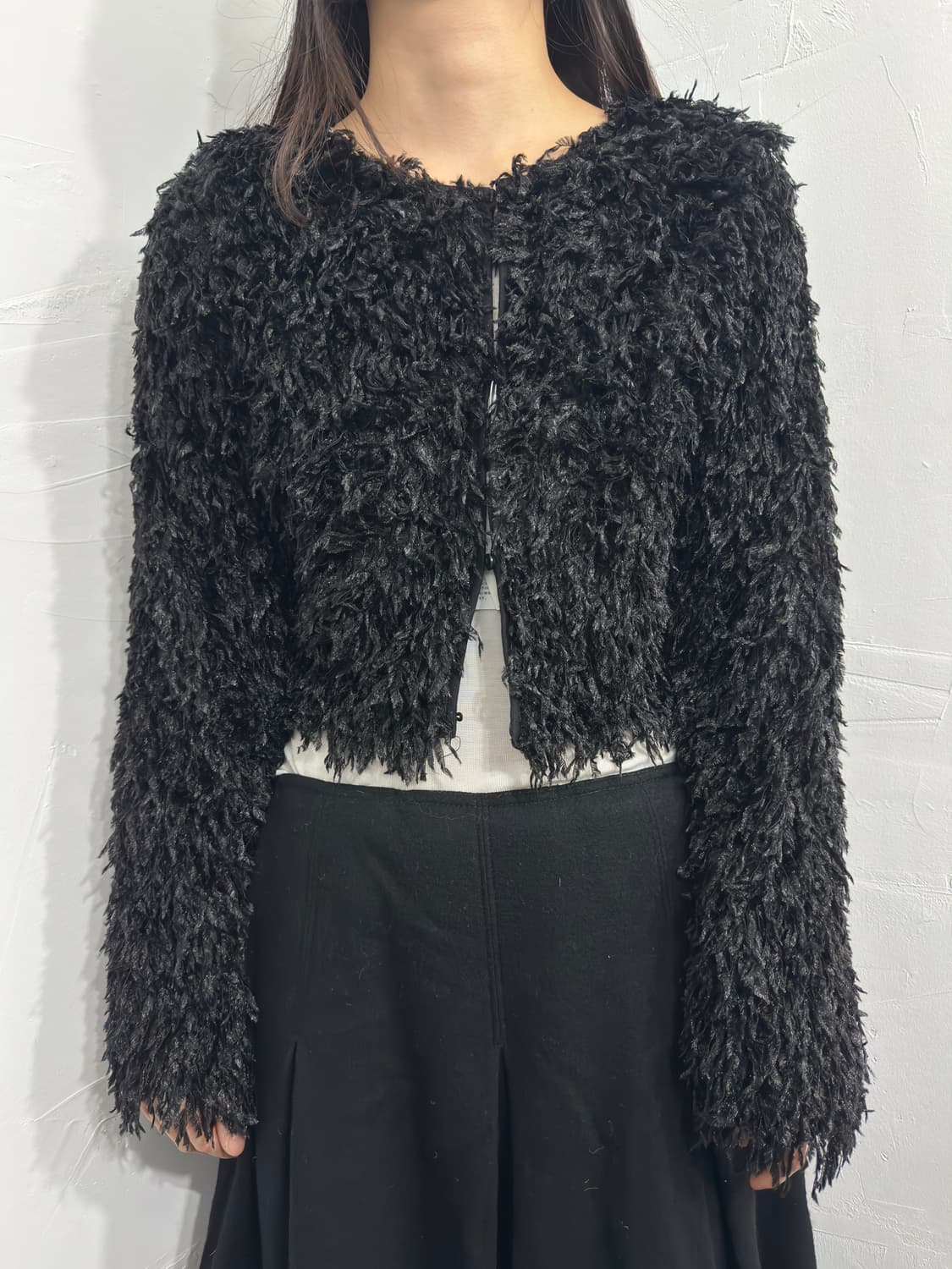 lawrys farm black fur cardigan 상품이미지1