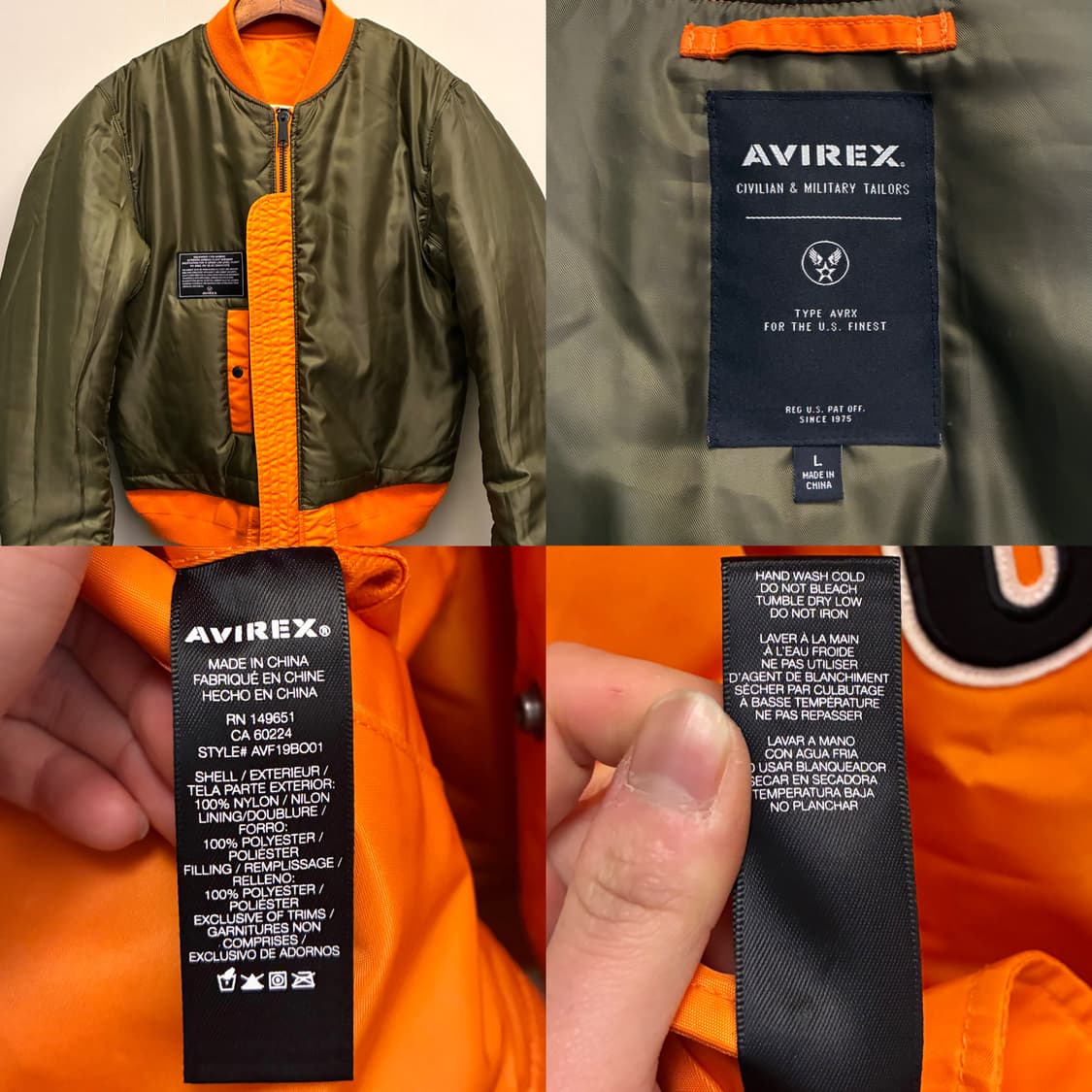 (L~XL)아비렉스 MA-1 USA 백로고 항공점퍼 플라이트자켓 마원 상품이미지9