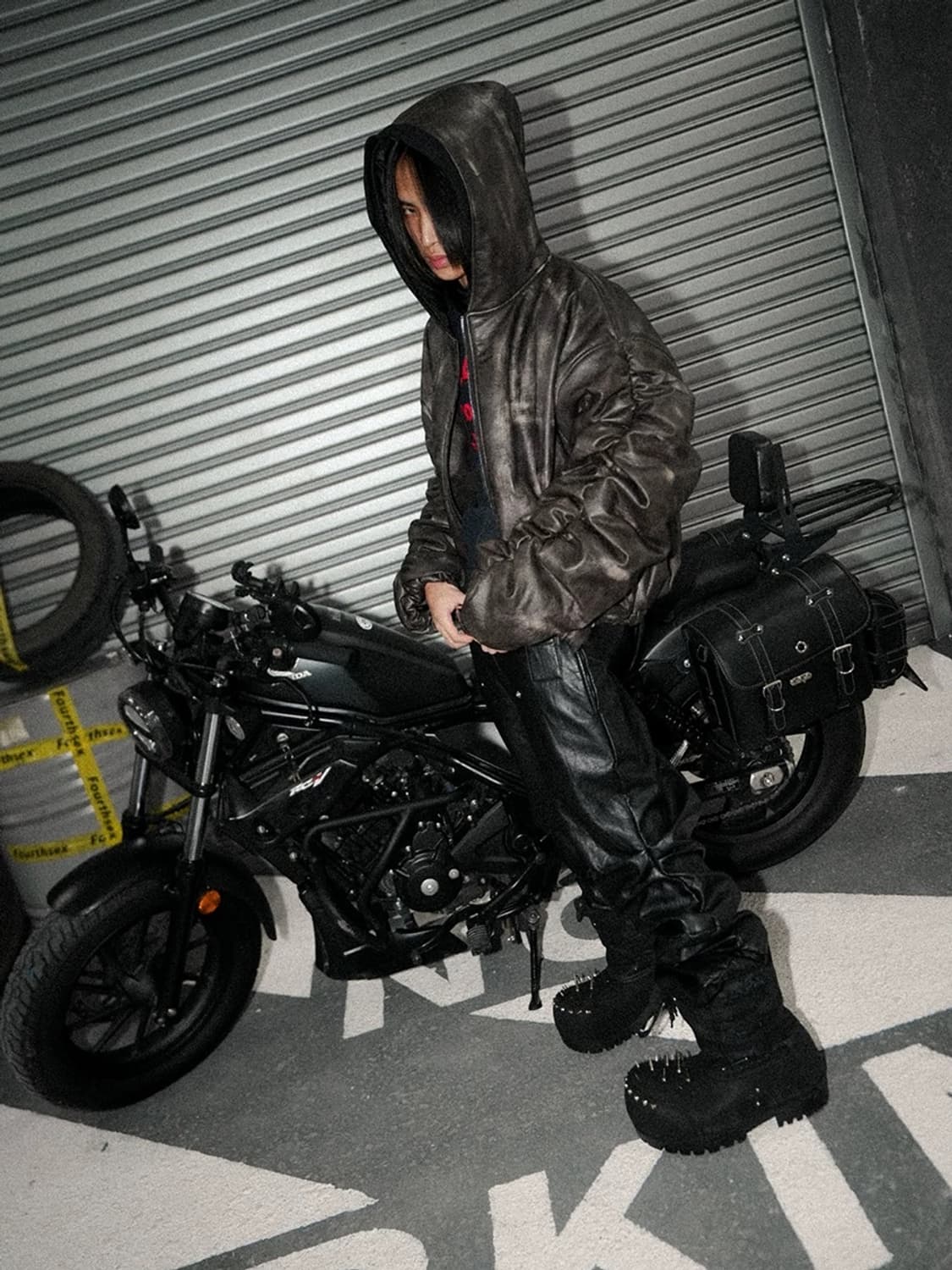 Opium Crumple Leather Hoodie Jacket 상품이미지5