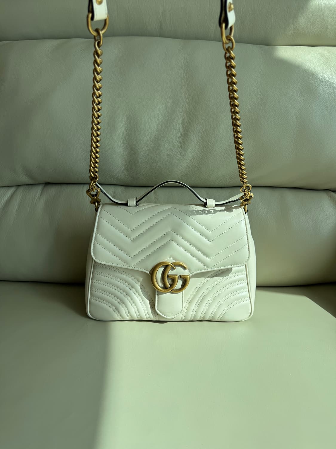 구찌 마몽 마틀라세 탑핸들백 아이보리 상품이미지3