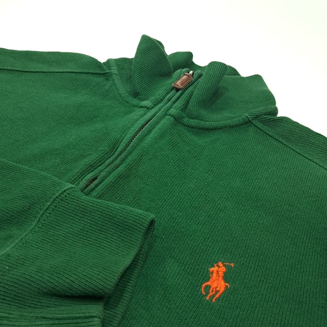CL431 M 폴로 00s 코튼 가죽풀러 오렌지포니 그린 하프집업 니트 상품이미지4