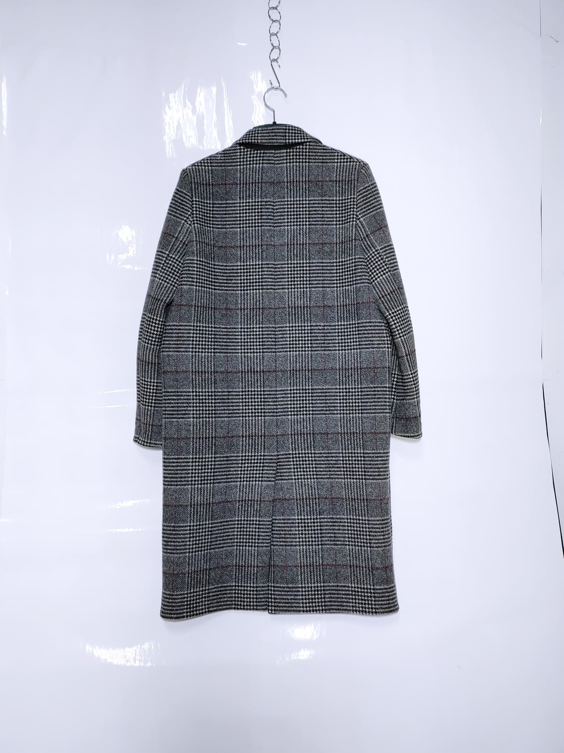 DEWL 듀얼 여성 모직 체크 롱코트 상품이미지2