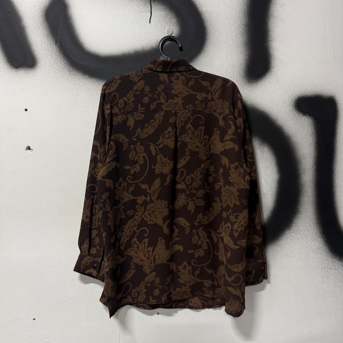VTG 빈티지 브라운 패턴 핀턱 카라 긴팔 셔츠 상품이미지2