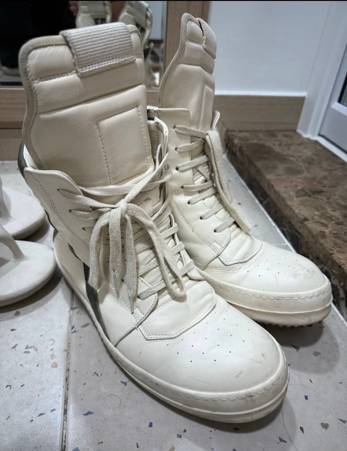 릭오웬스 지오바스켓 42 밀크/다크그린 상품이미지1