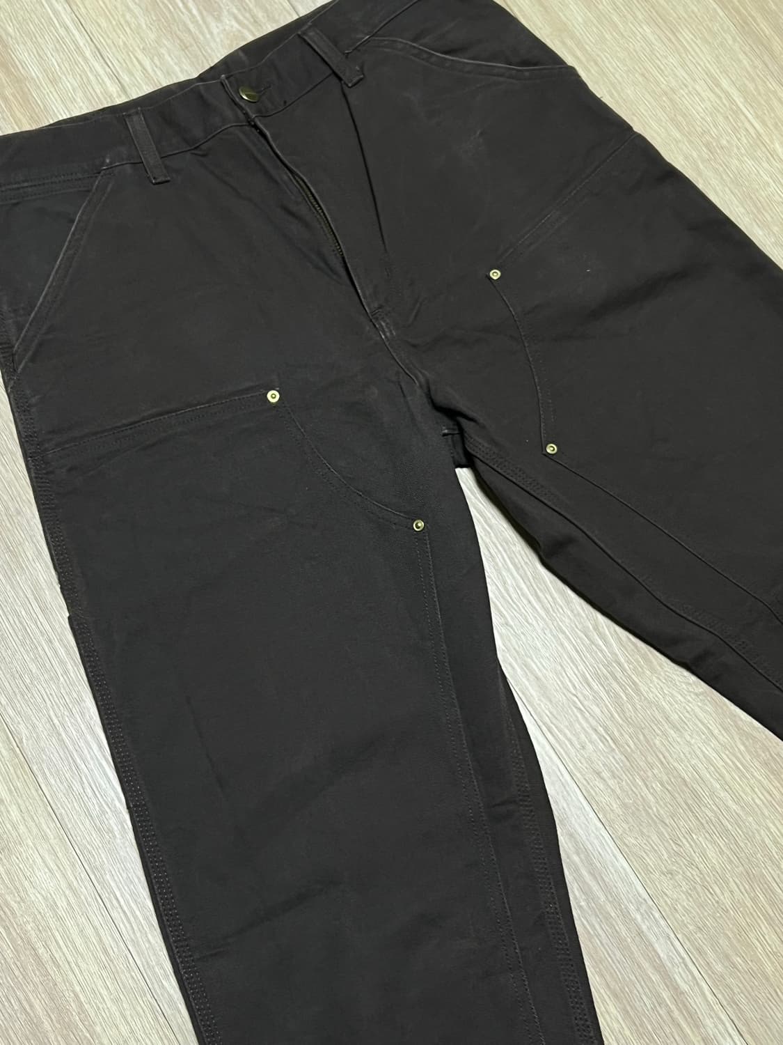 칼하트 wip 더블니 팬츠 토바코 리지드 다크브라운 32사이즈 상품이미지1