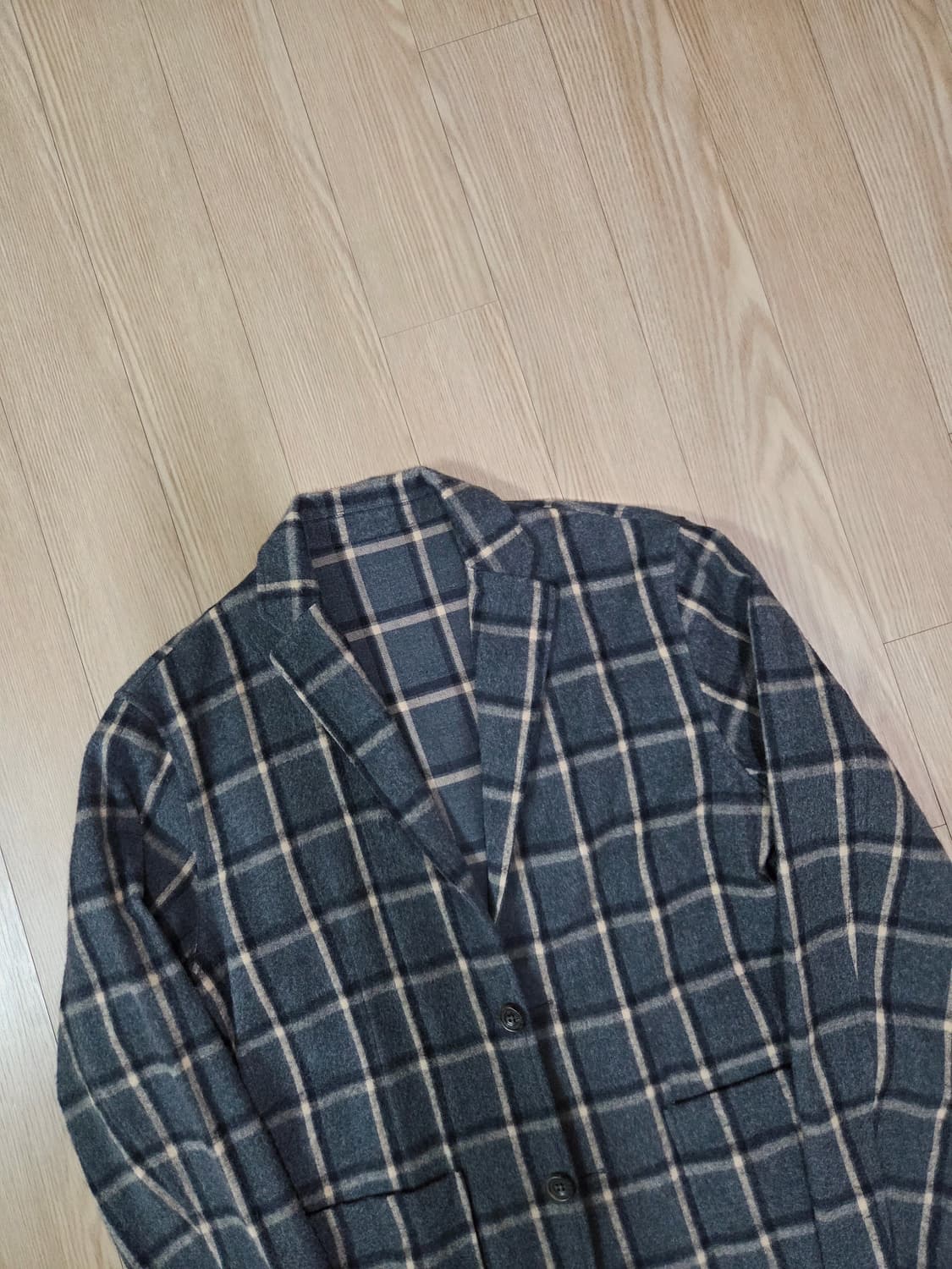 NOLLEY'S Light 차콜 그레이 플란넬 체크 블레이져 상품이미지2