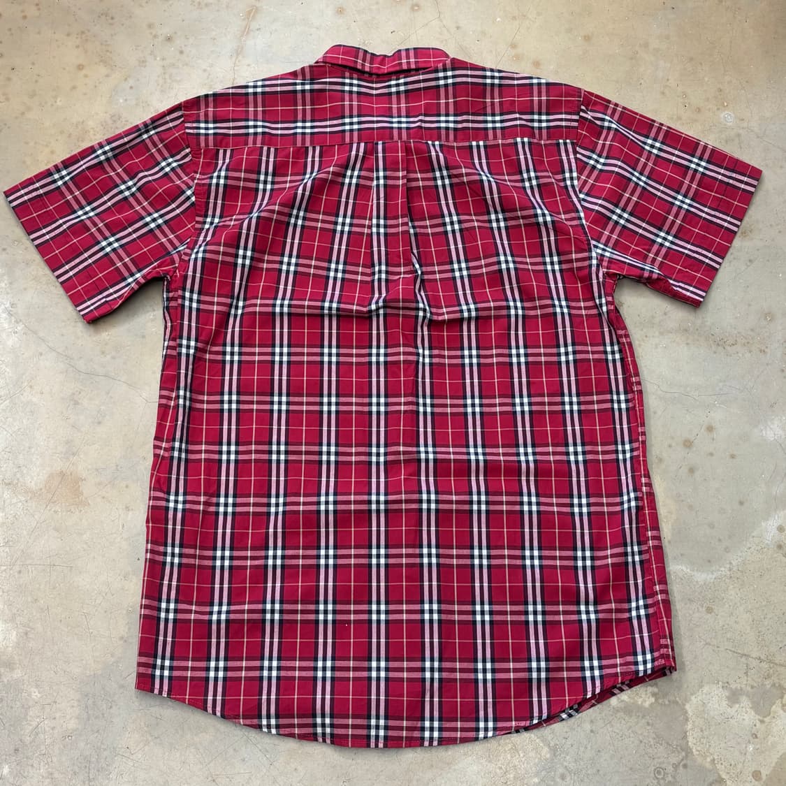 M 버버리 레드 체크 반팔 셔츠 상품이미지3