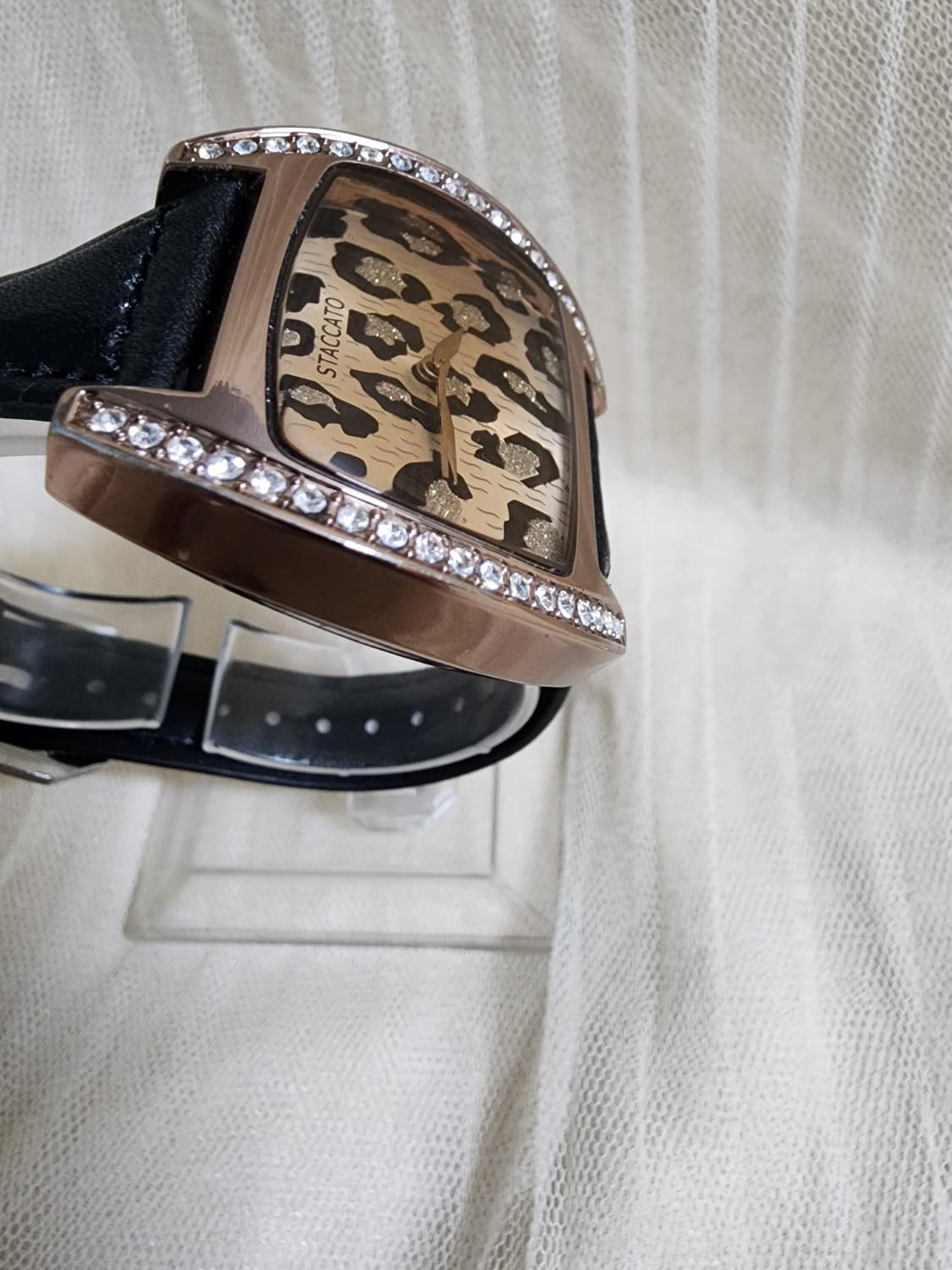 스타카토 레오파드 시계 블랙 가죽 밴드 상품이미지4