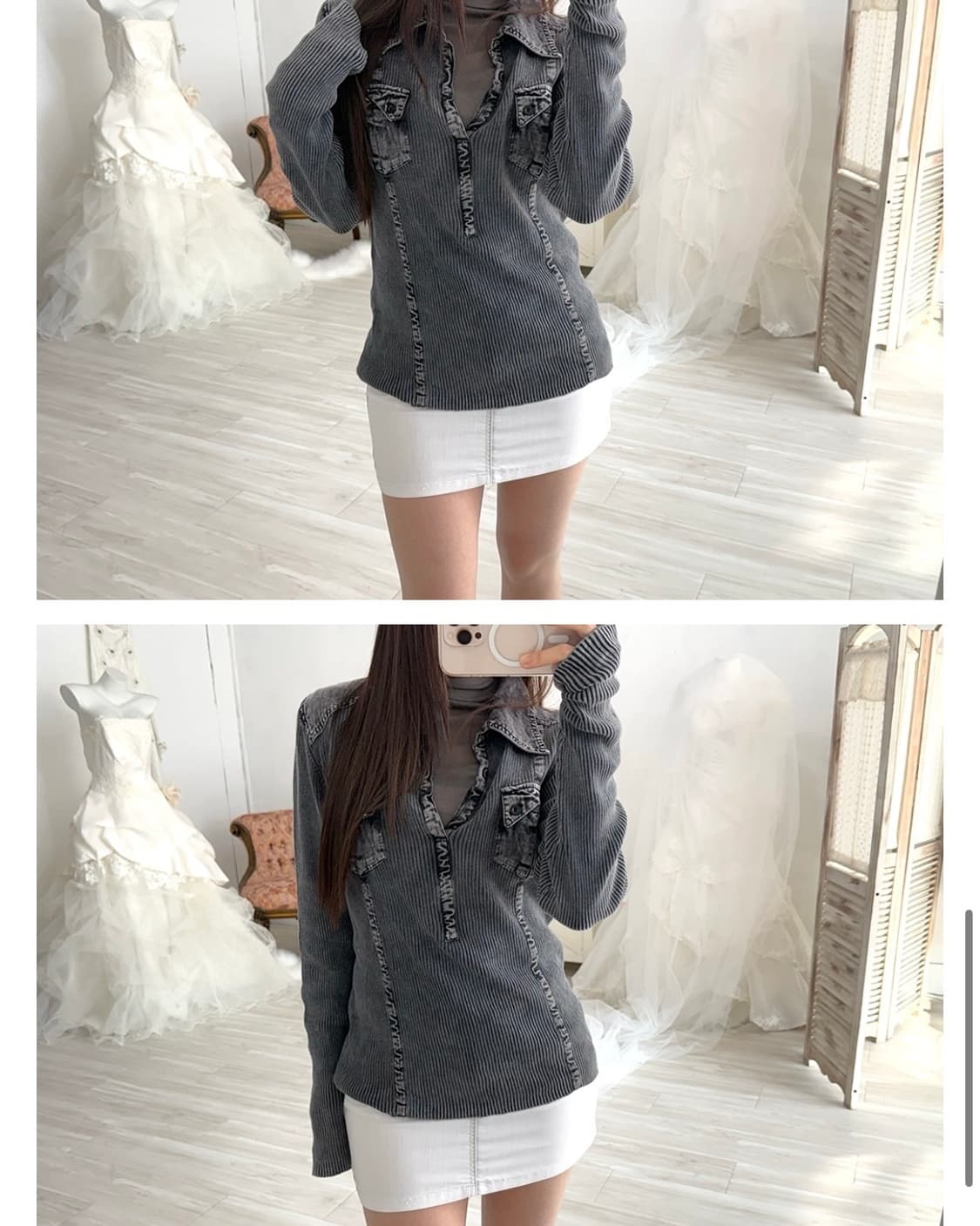 TORNADO MART charcoal y2k detail top  상품이미지10