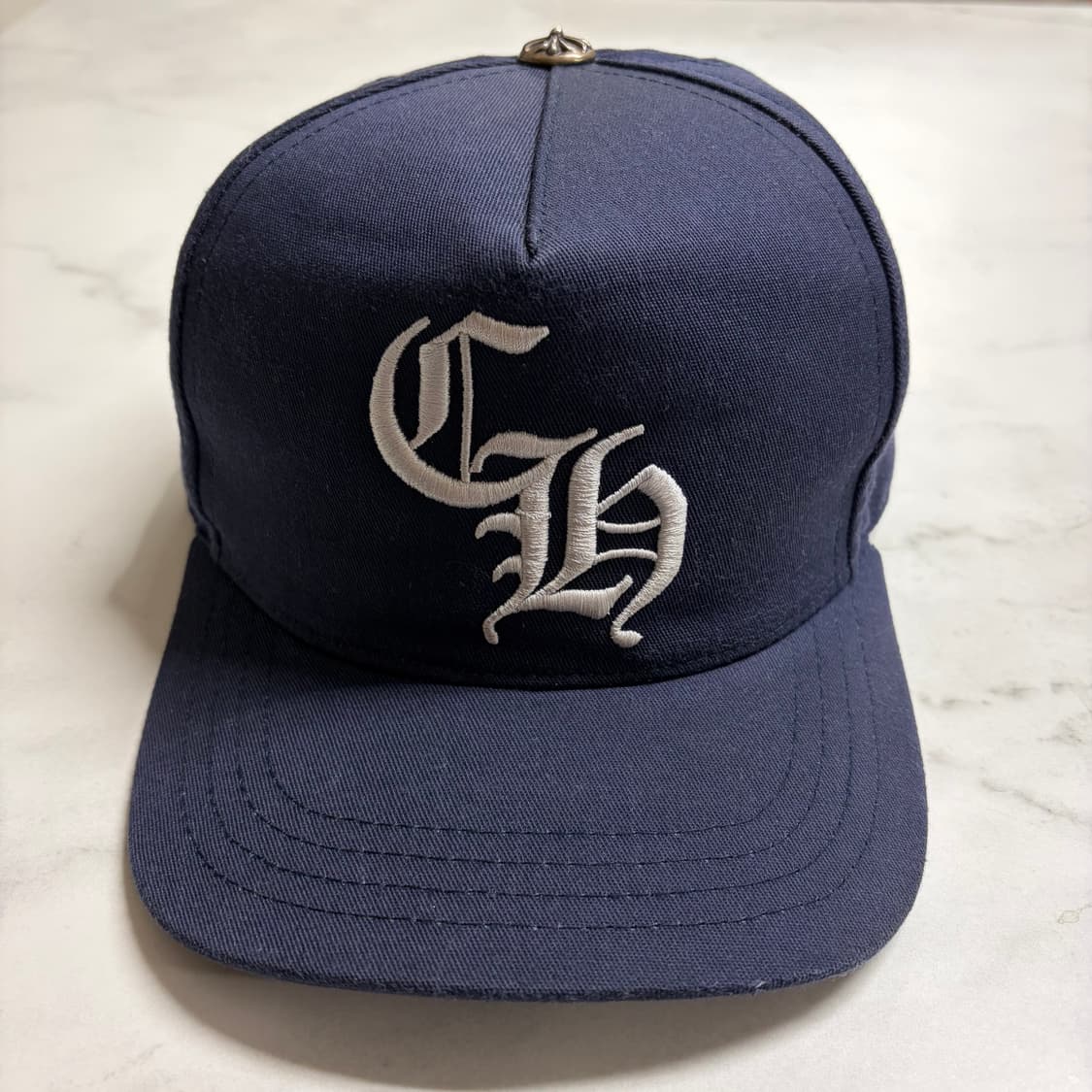 레어) 크롬하츠 Ch 로고 자수 베이스볼 캡 모자 네이비 OS 상품이미지3