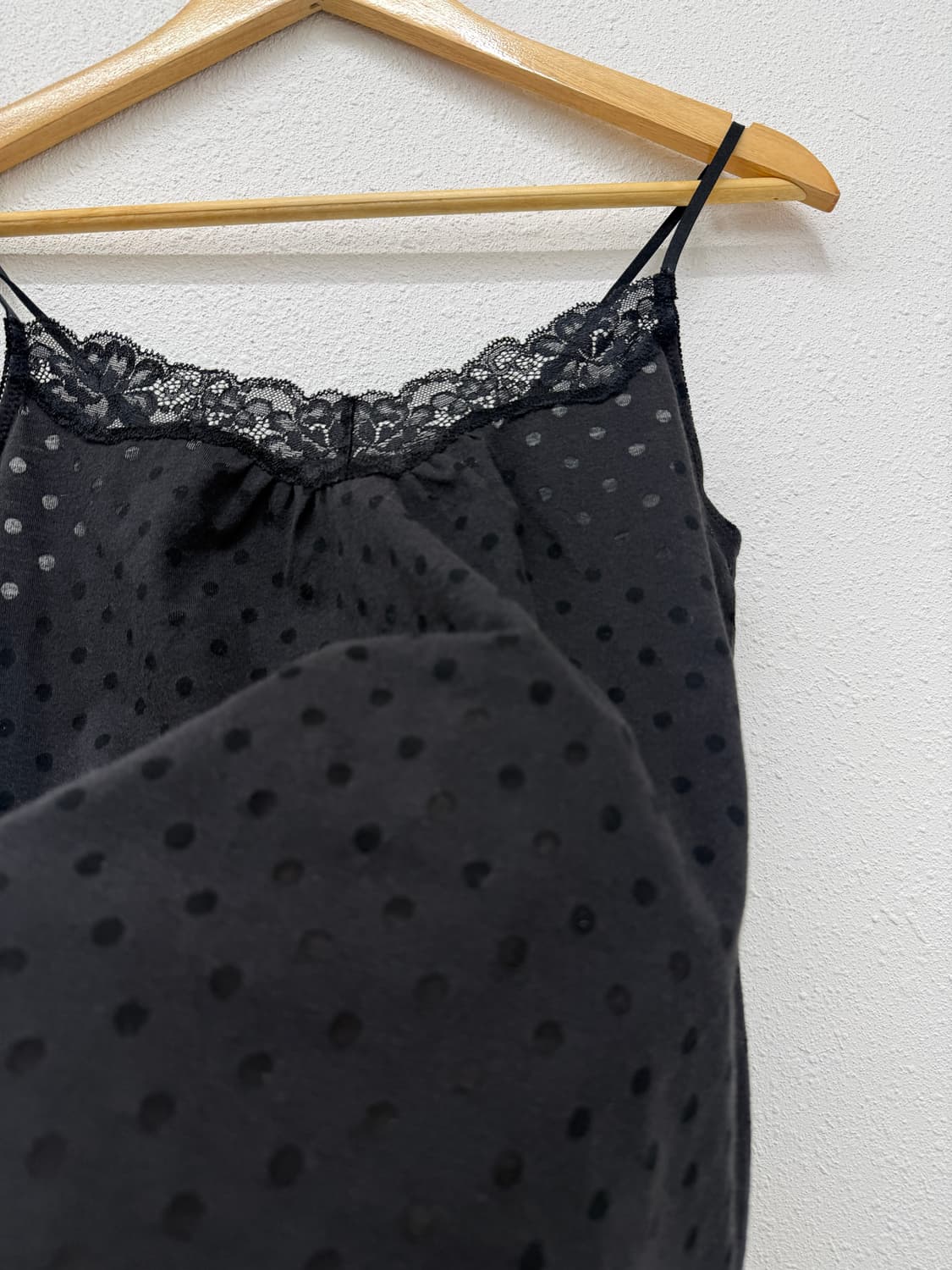 빈티지 유니클로 블랙 레이스 도트 시스루 슬리브리스 상품이미지4